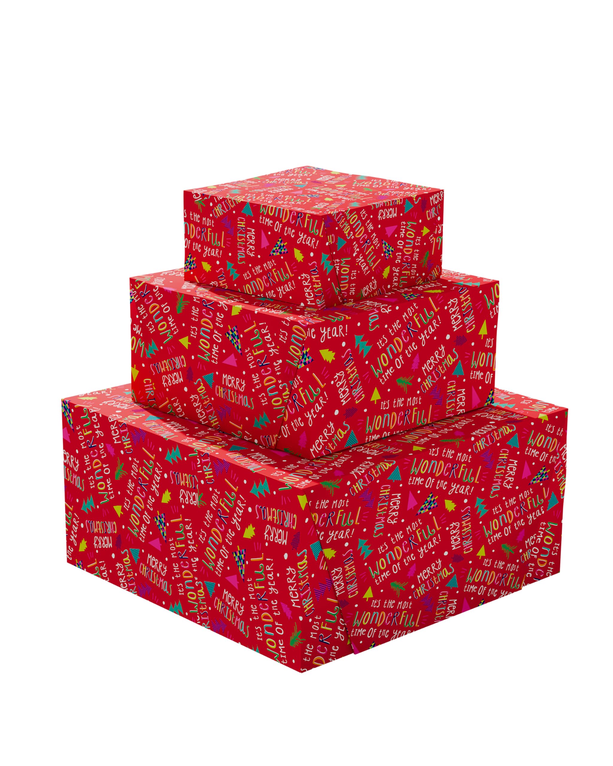 UK Greetings Multipack of 3 Christmas Roll Wraps (3m each) for Him/Her/Friend - Cute Design - (9m total), 1 roll (Pack of 3)