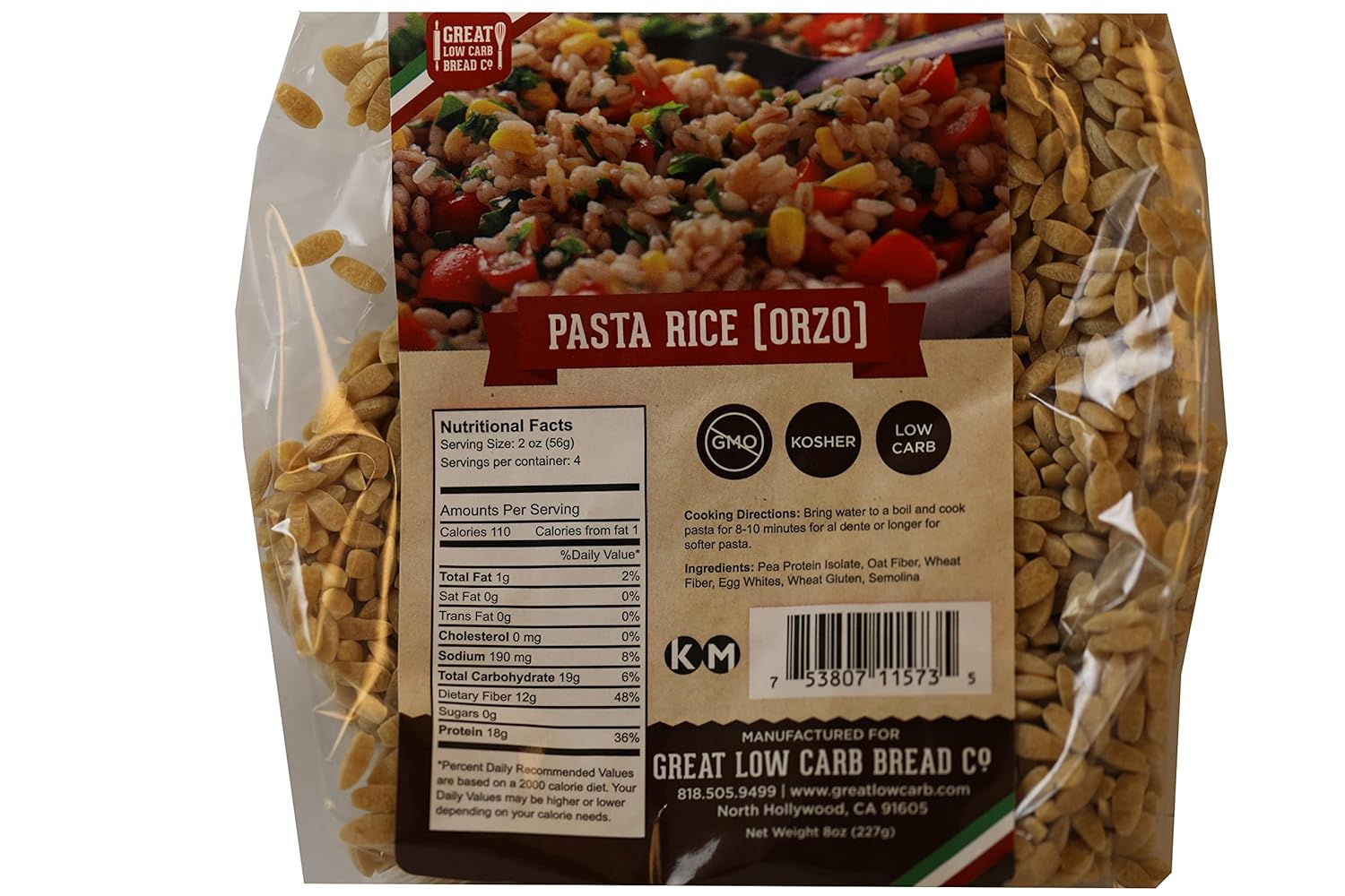 Great Low Carb Pasta Rice (orzo) 8 oz pack Keto friendly