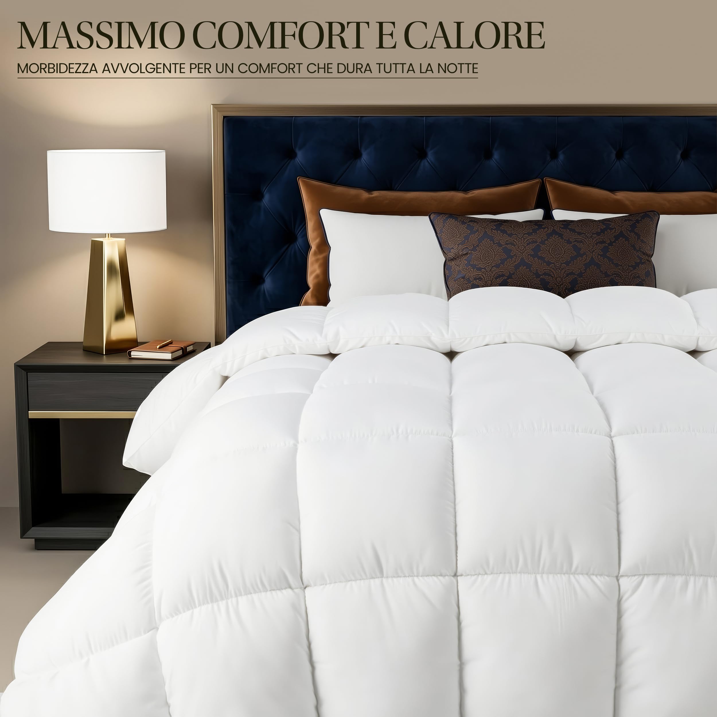 Utopia Bedding Invernale Piumone - Piumino Letto Matrimoniale - Trapunta Matrimoniale 100% Microfibra in Fibra Cava (Bianco, 230 x 220 cm - 350 gsm)