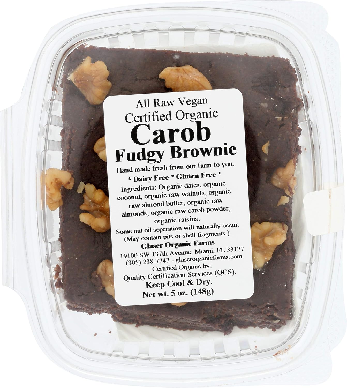 GLASER ORGANIC FARMS Organic Carob Fudgy Brownie, 5 OZ