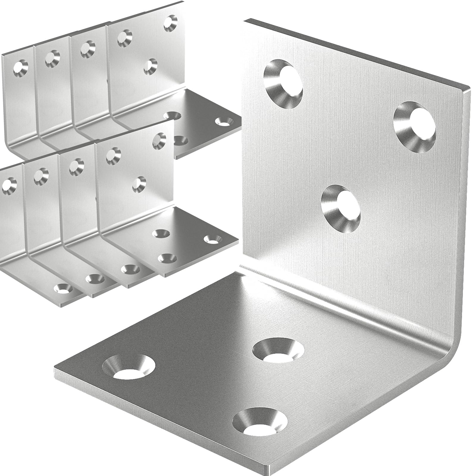 20Pcs Stainless Steel Angle Bracket, 2"x2"x2" Heavy Duty L Brackets for Wood, 50MM 2Inch Wide Corner Brackets Metal Corner Brace 90Degree L Shape Bracket for Wooden Frame Bed Furniture Bookshelf
