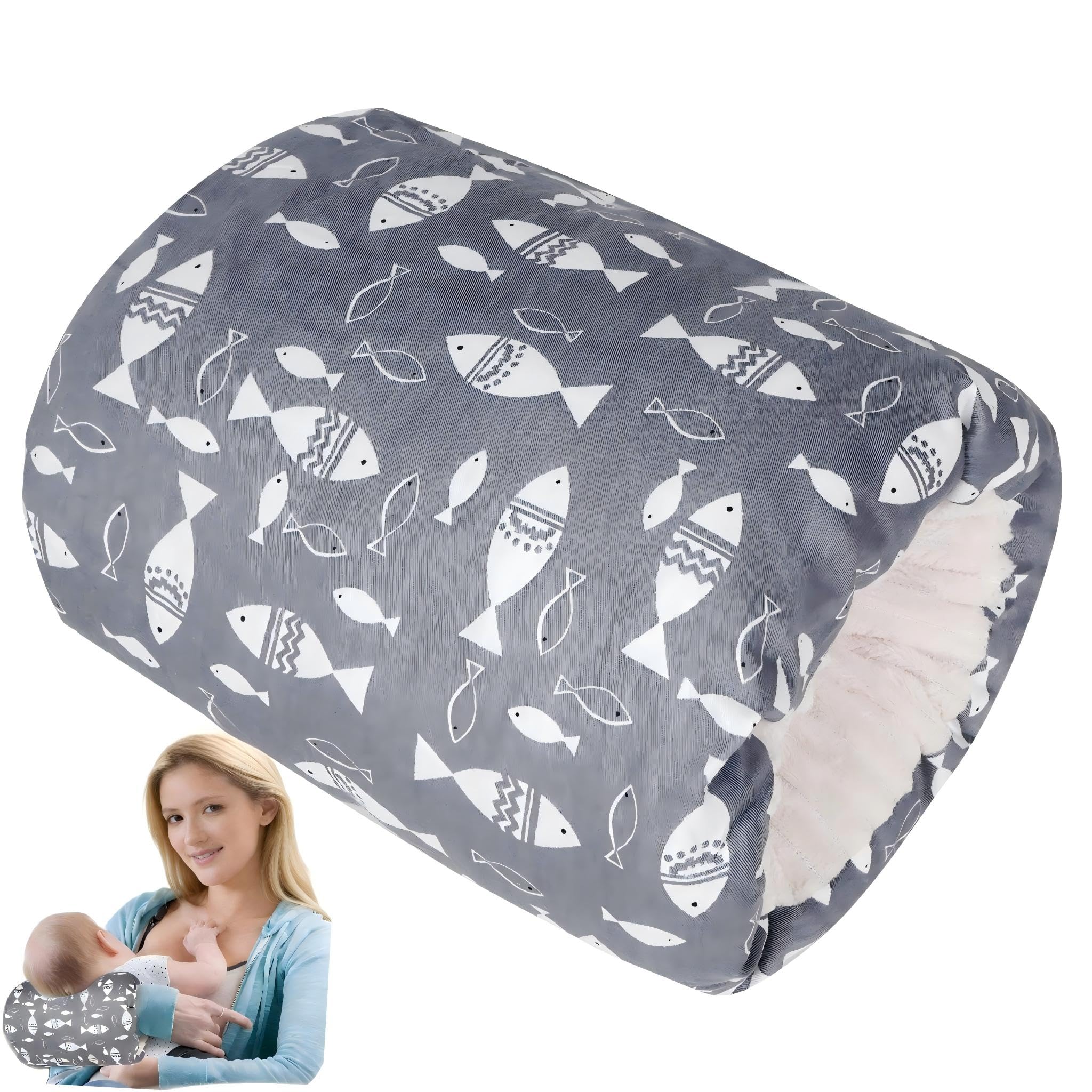 Povkufii Baby Feeding Arm Pillow,Nursing Arm Pillows for Breastfeeding,Soft Cotton for Newborn, More Support for Mom and Baby,Portable and Washable,