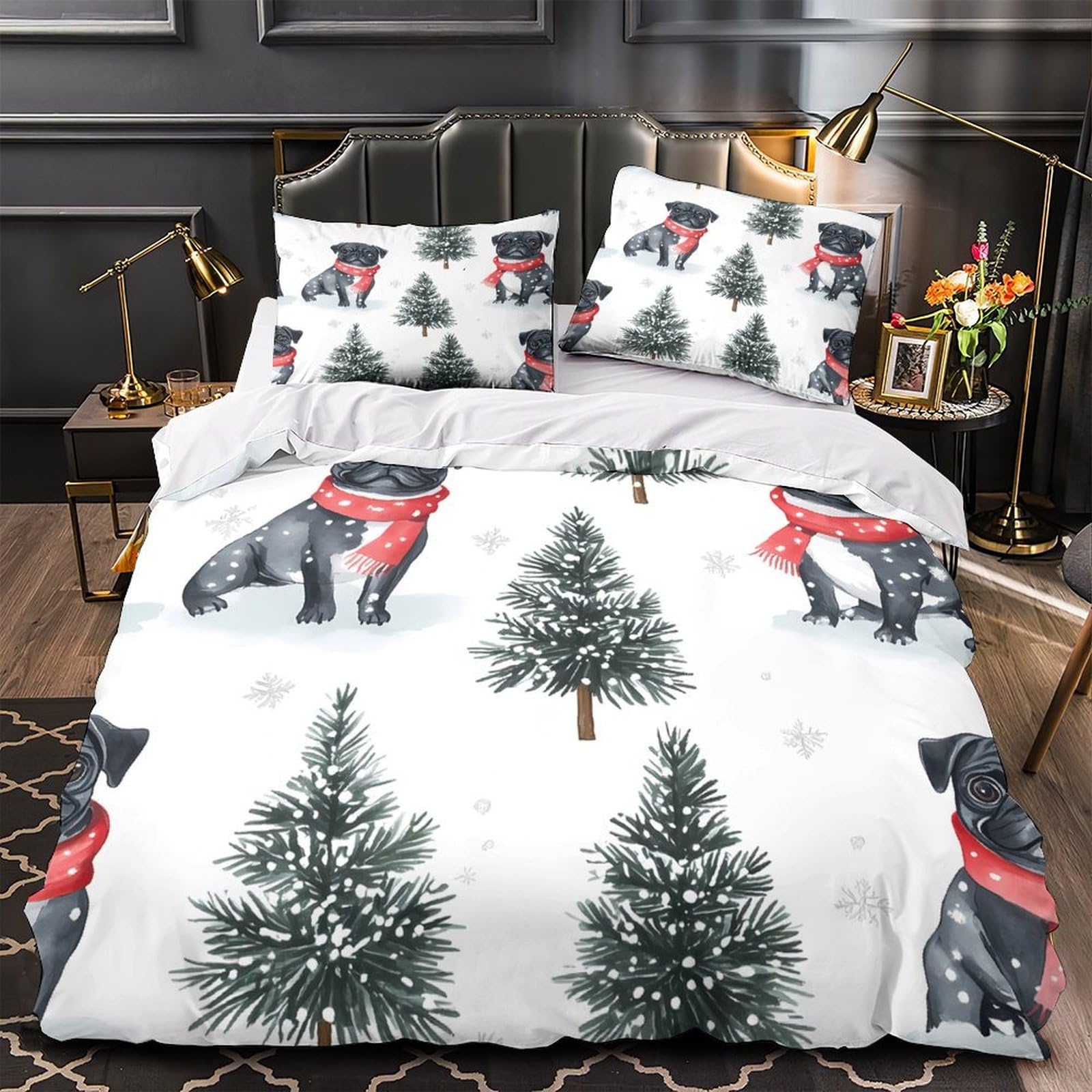 Housse de couette carlin pour une chambre de couple chaleureuse