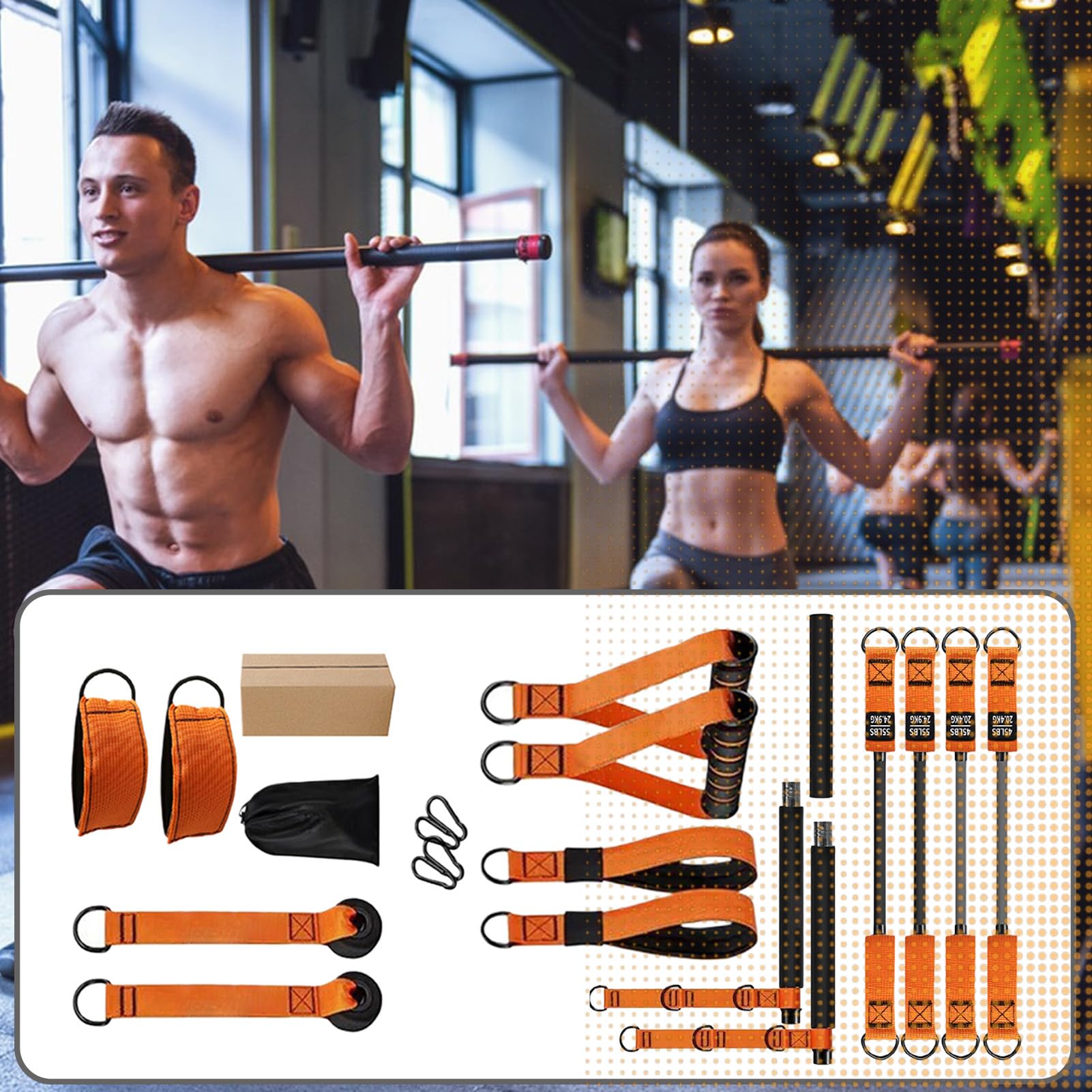 Kit per pilates a casa, attrezzatura per esercizi di modellamento del corpo, sistema multifunzionale per pilates con resistenza regolabile, per atleti in palestra, appassionati di fitness, spalle