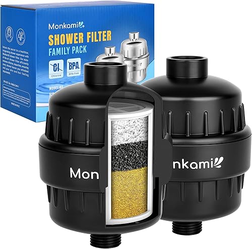 Filtro de ducha resistente, filtro de cabezal de ducha de alta presión Monkami para agua dura, 99% de eliminación de cloro, fluoruro y metales