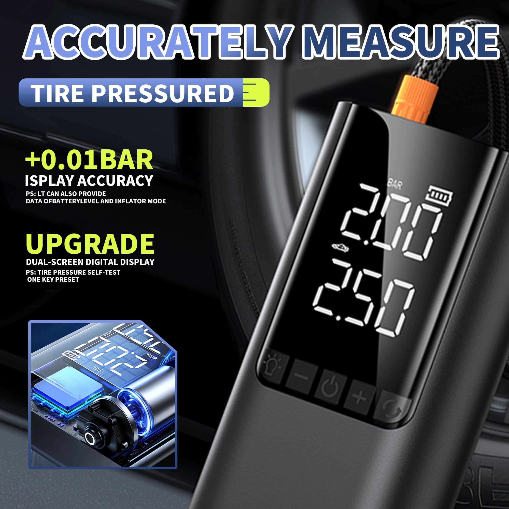COCCKO Arrancador de Batería de Coche 6000A,con 150PSI Compresor de Aire,10000mAh Arrancador Coche Portatil con Inflador(Toda Gasolina o 8L Diésel),12V Jump Starter,con Linterna LED y SOS