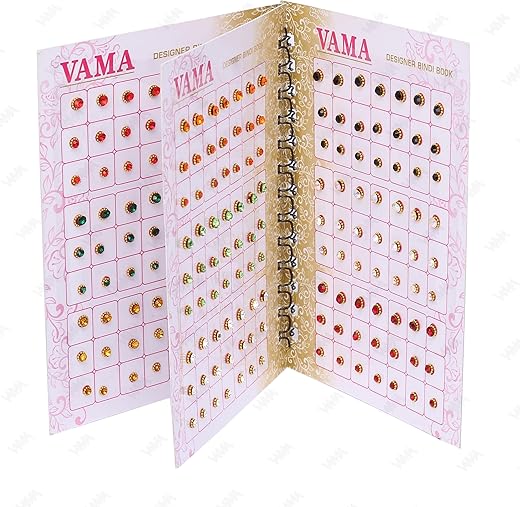 VAMA Multicolour Small Stone Bindis Kumkum Forehead Sticker Bindiya Bindi Booklet for Girls & Women – 252 Diamond Sticker Bindis Book