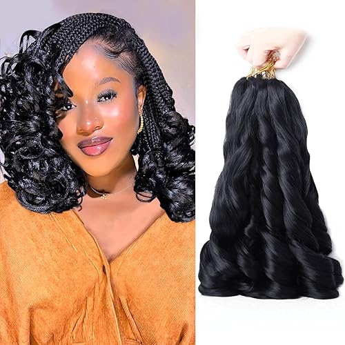French Curl Braiding Hair 12 Inch Natural Black 8Packs Loose