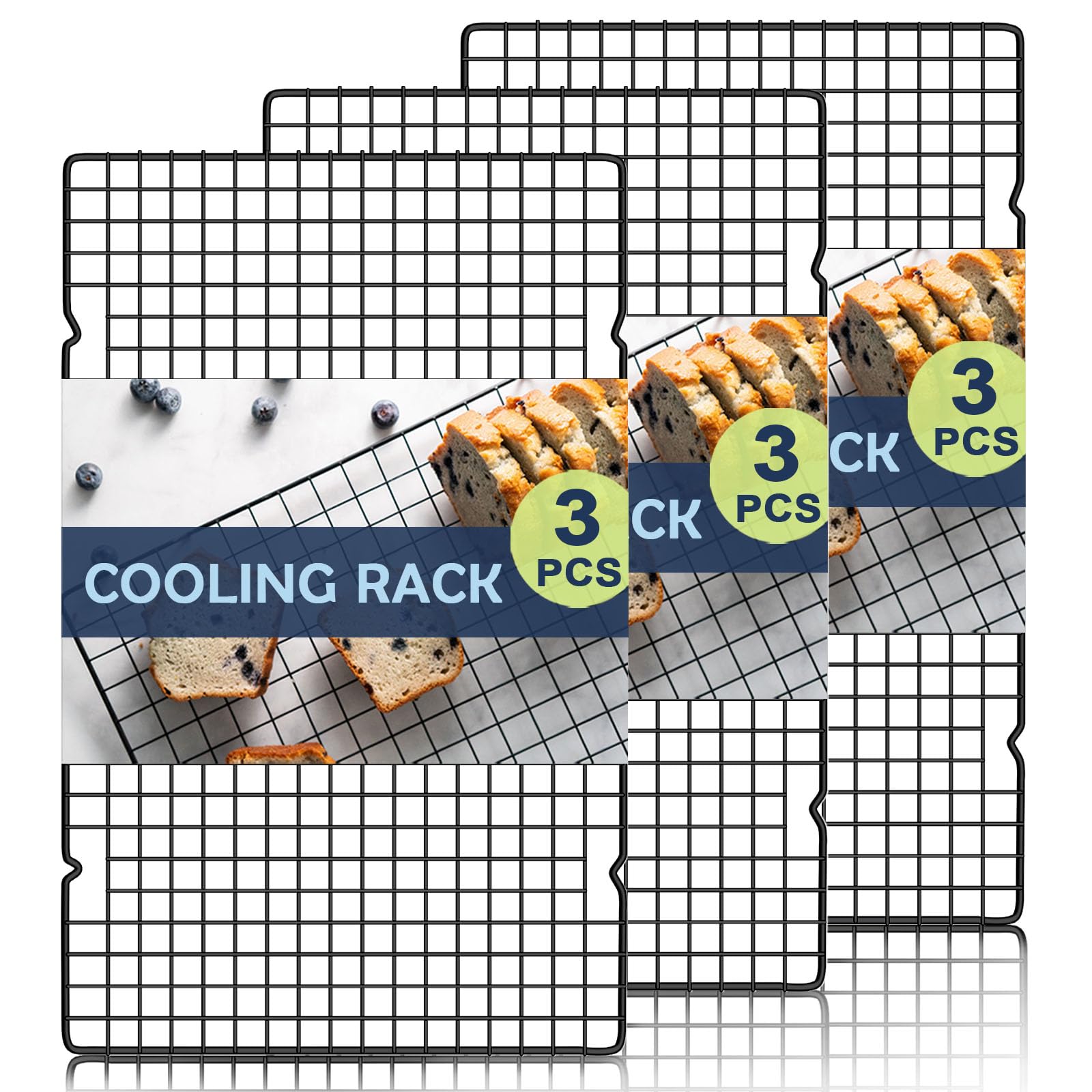 Hunnycook 15.8”×9.8” Cooling Rack, 3 Stainless Steel Baking Rack