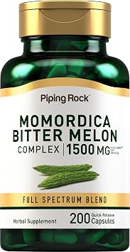 Piping Rock Bitter Melon Capsules Supplement | 200 Pills | Herbal Extract Complex | Momordica Charantia | Non-GMO, Gluten Free