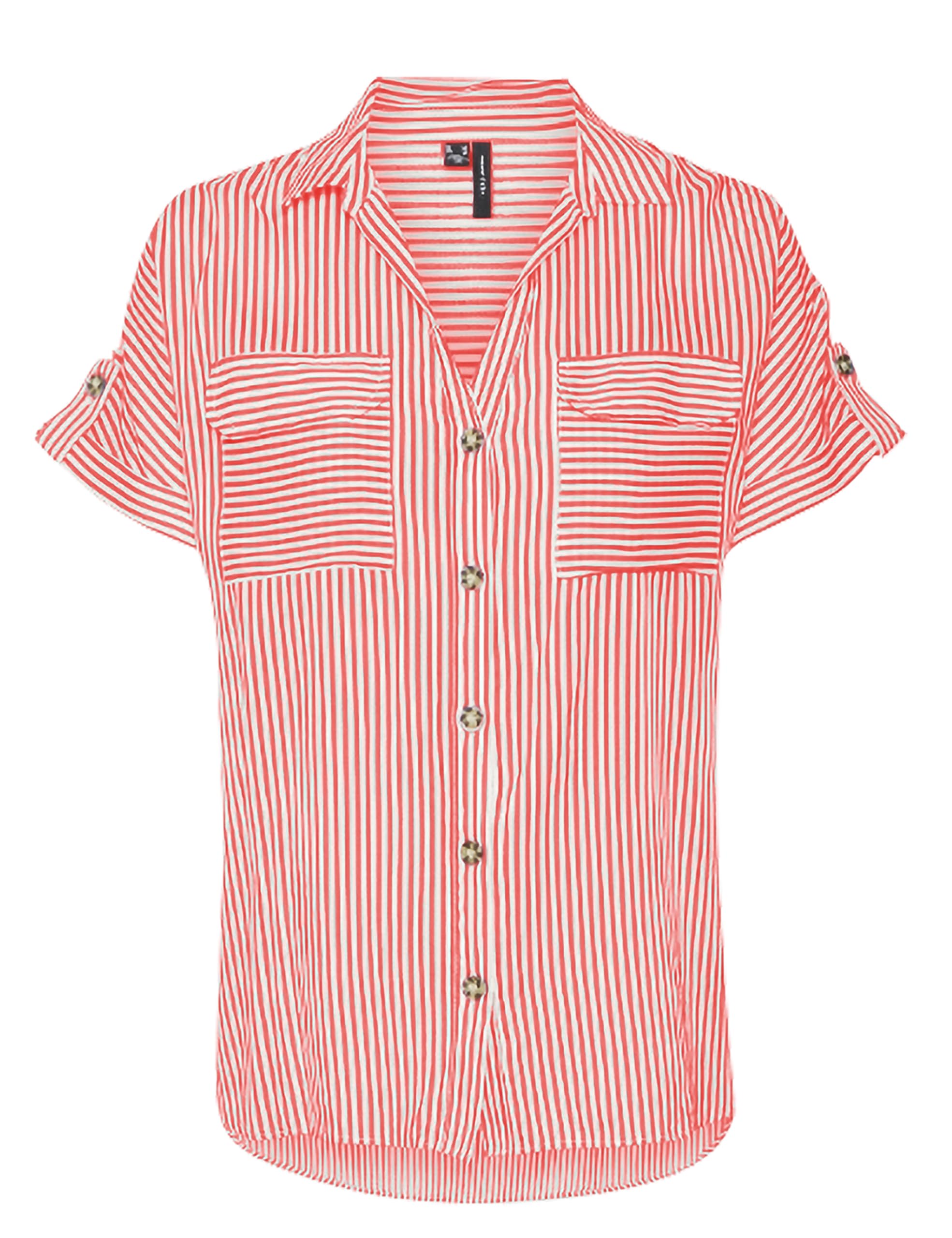 VMBUMPY S/S Shirt WVN GA Noos, Dubarry/Stripes: Snow White, S