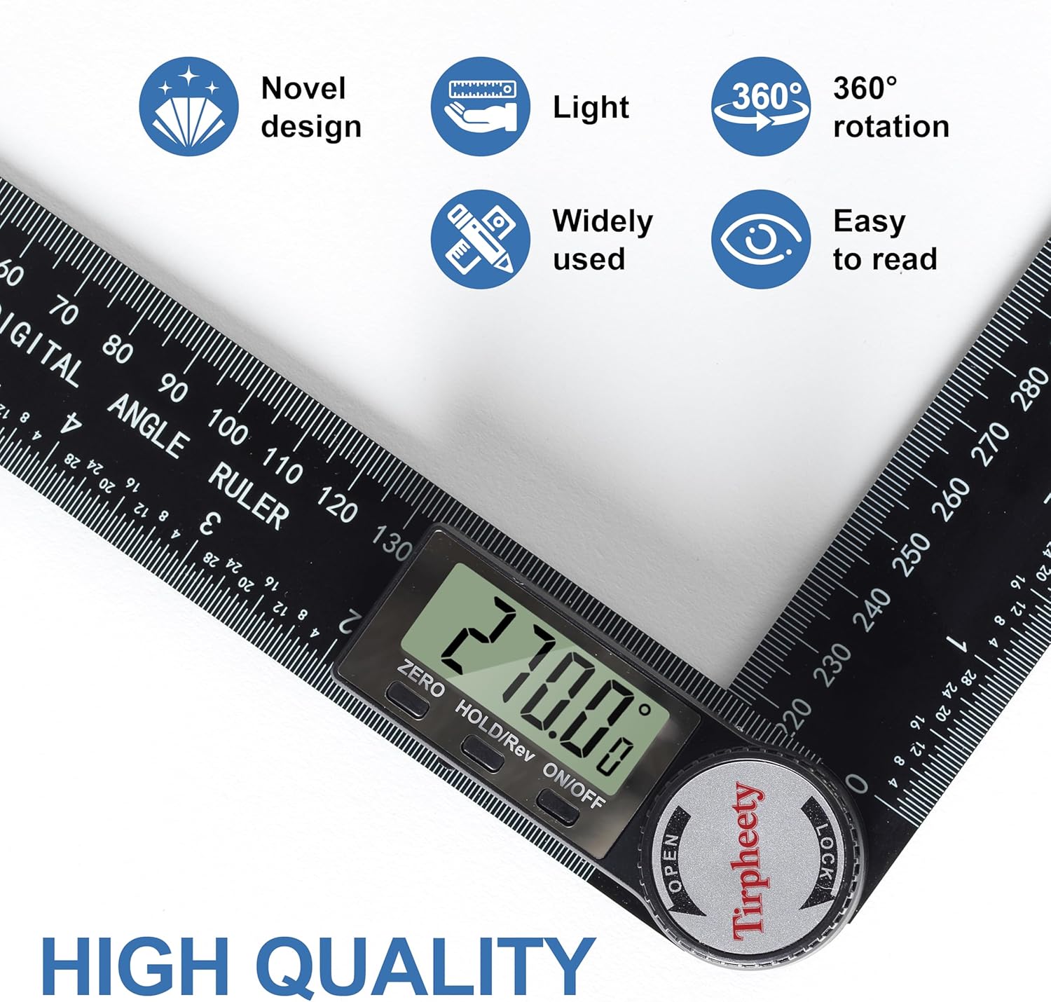 Digital Angle Finder Protractor, 3rd Generation Quick Display Angle Gauge Ruler, 7-Inch (200mm) Professional Measuring Tool for Woodworking, Carpentry, and Construction(plastic）