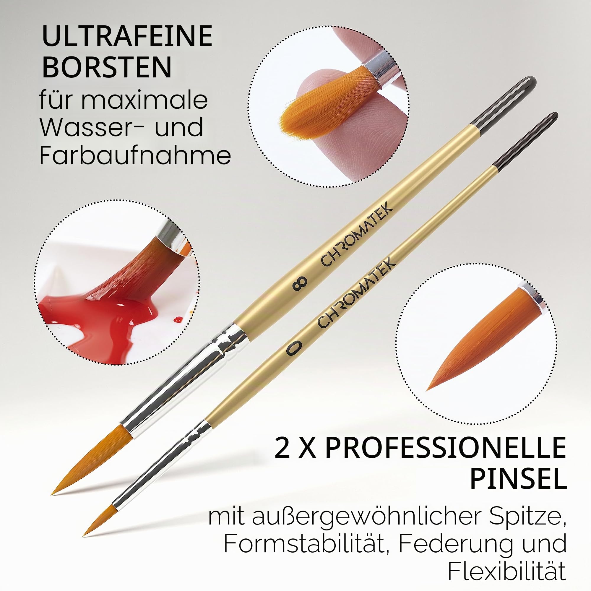 CHROMATEK Aquarellfarben-Set | 26 x 12 ml Tuben flüssige Wasserfarbe | 2 x professionelle Pinsel | reich pigmentierte, lebendige Farben | Malset für Erwachsene, Kinder, Anfänger und Künstler