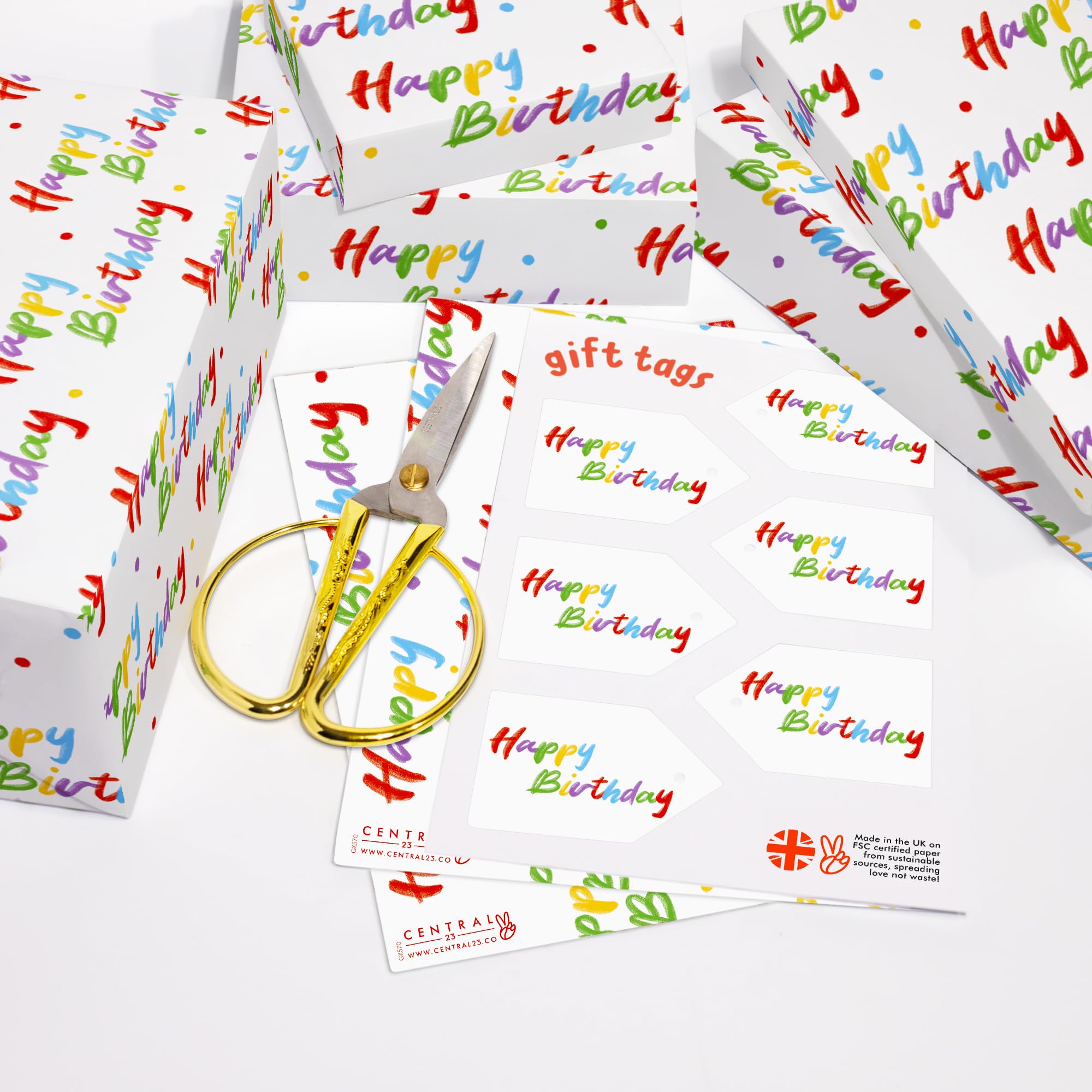 Carta Regalo Compleanno 'Happy Birthday Oldi' - 6 Fogli Blu Giallo Riciclabili - Foto 6