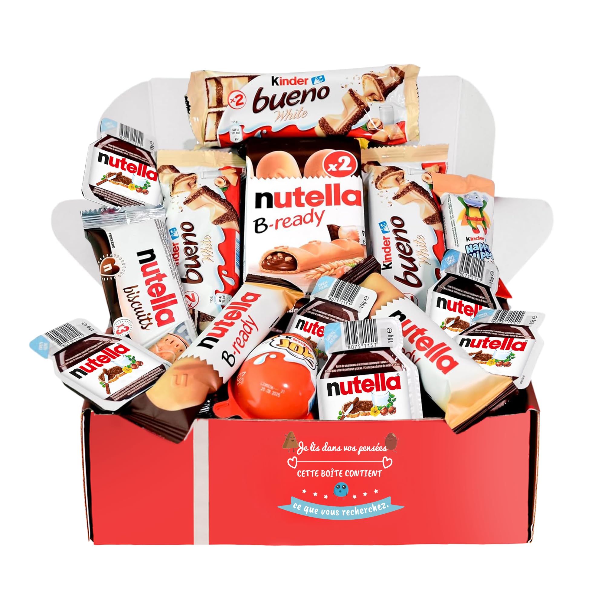 Coffret Cadeau de Chocolats Kinder | Cadeau Original d’Anniversaire, pour Enfants et Couples : Kinder Bueno, Happy Hippo, Schoko-Bons, Kinder Joy.