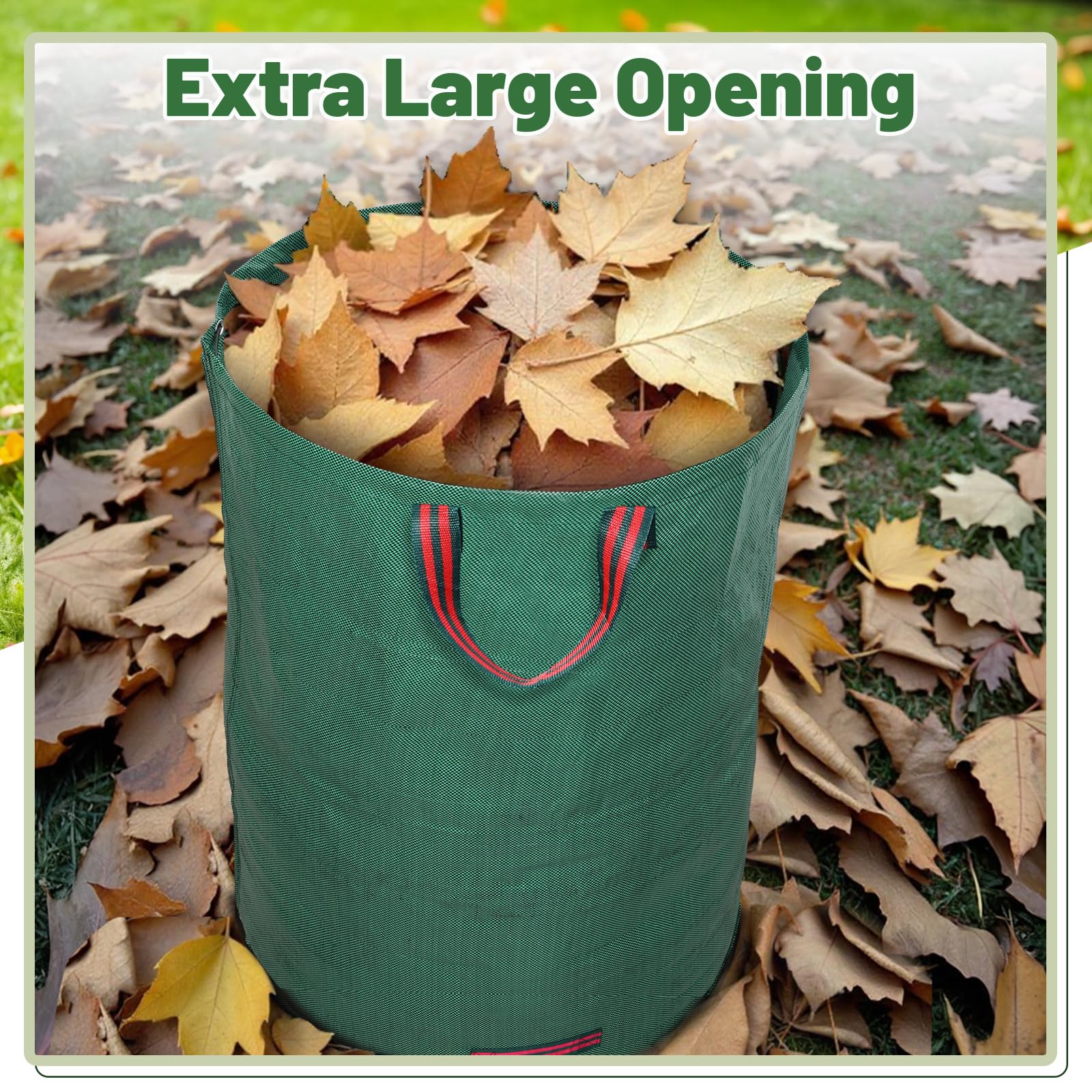 2 Pack 500L Large Garden Bag with Handles, Heavy Duty Garden Waste Bags,Reusable Green Sacks for Collecting Grass, Leaves Debris — view 4