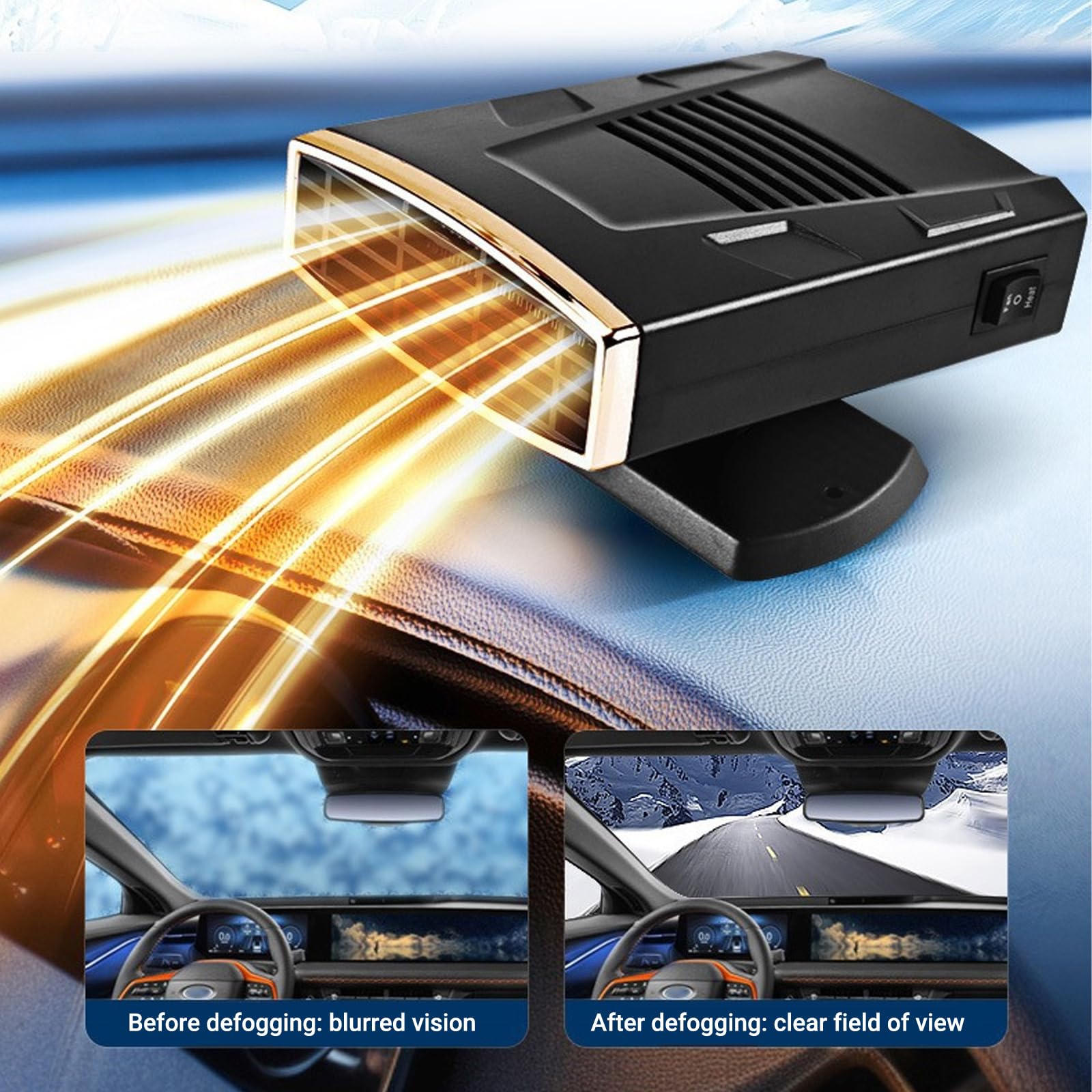 DAZZTIME Chauffage de Voiture,Dégivreur de Voiture,Chauffage pour Voiture,Chauffage et Dégivreur avec Radiateur Soufflant 2 en 1,Chauffage Portable pour Véhicule,Chauffage de Voiture pour l'hiver