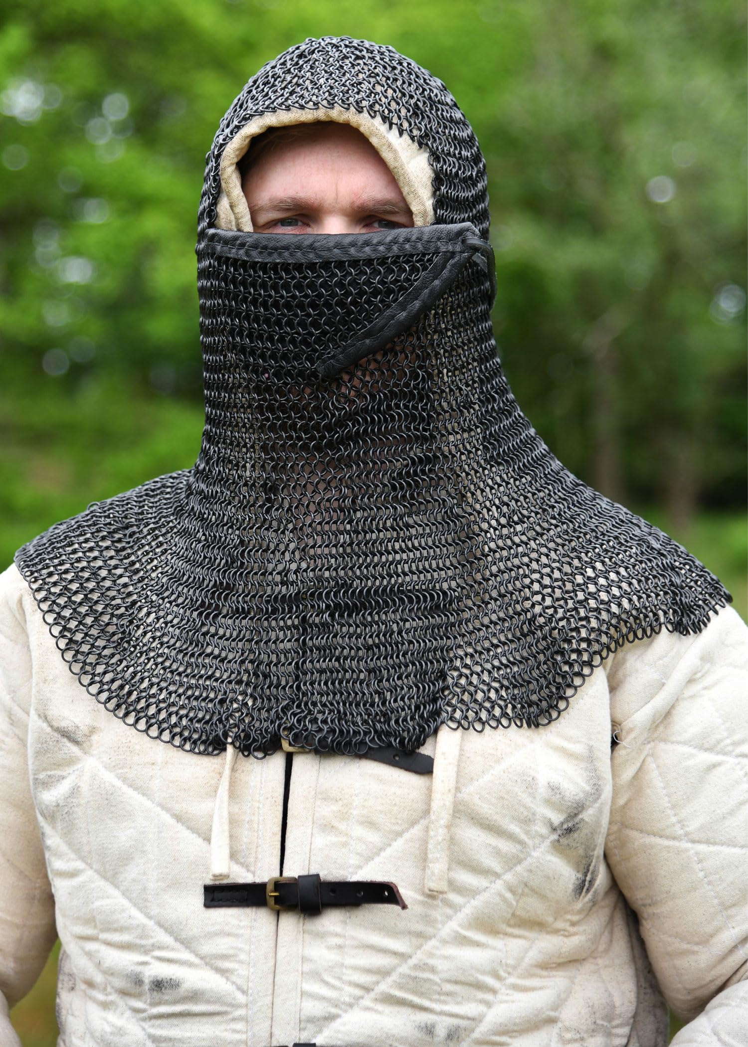 Chaîne Cagoule avec Protège-dents triangulaire, id8 mm, brunie Chemise Schau lutte Moyen-âge