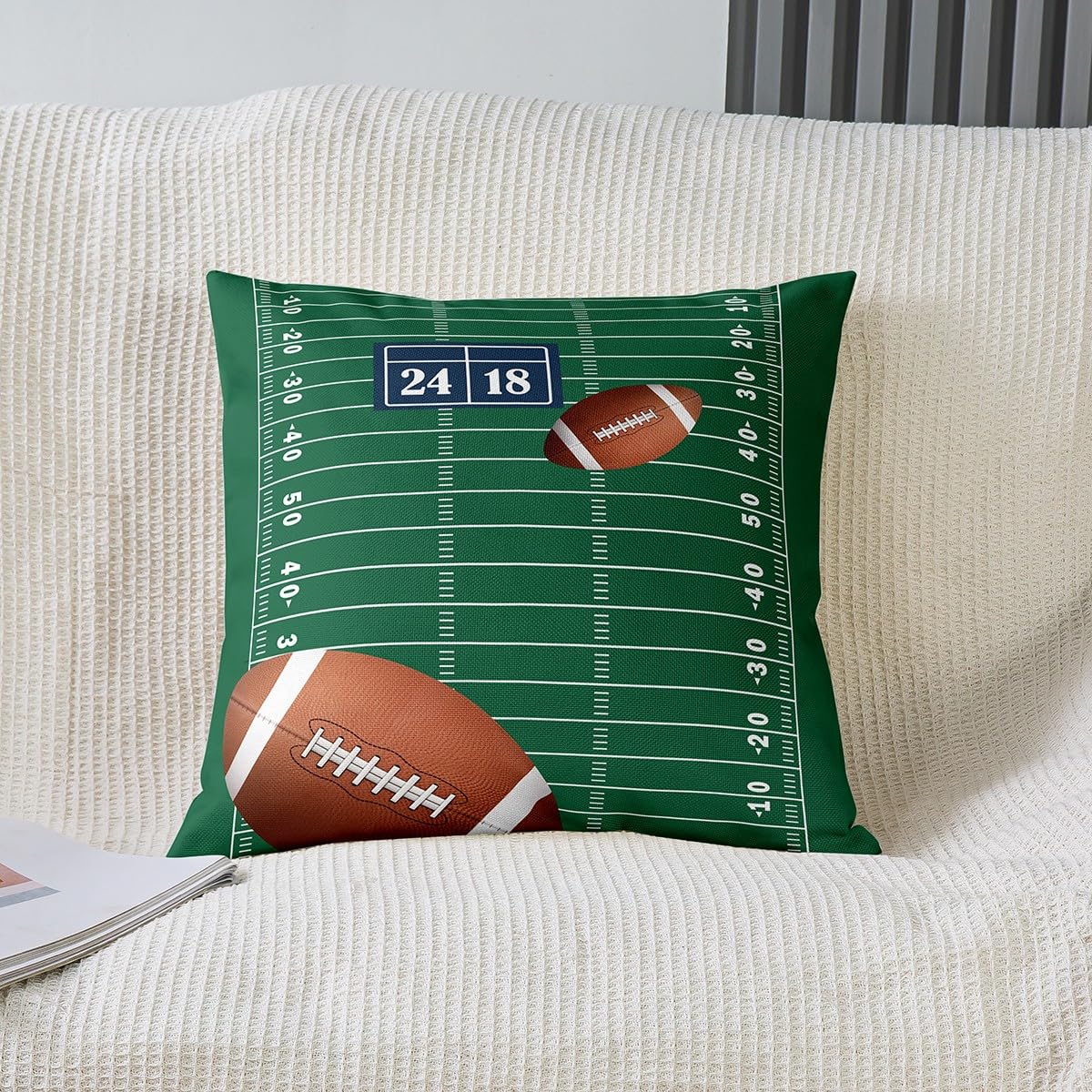 KBNDHEURT Voetbal Kussenhoes, 2 stuks, decoratieve, machinewasbare
