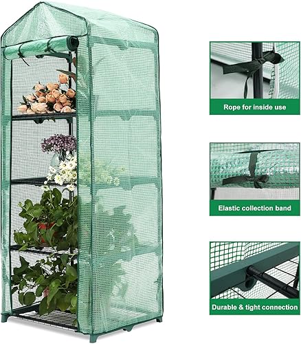 Miniatura 4 de ABCCANOPY Mini invernadero de 4 niveles portátil de jardinería con puerta con cremallera para uso en interiores y exteriores (cubierta de