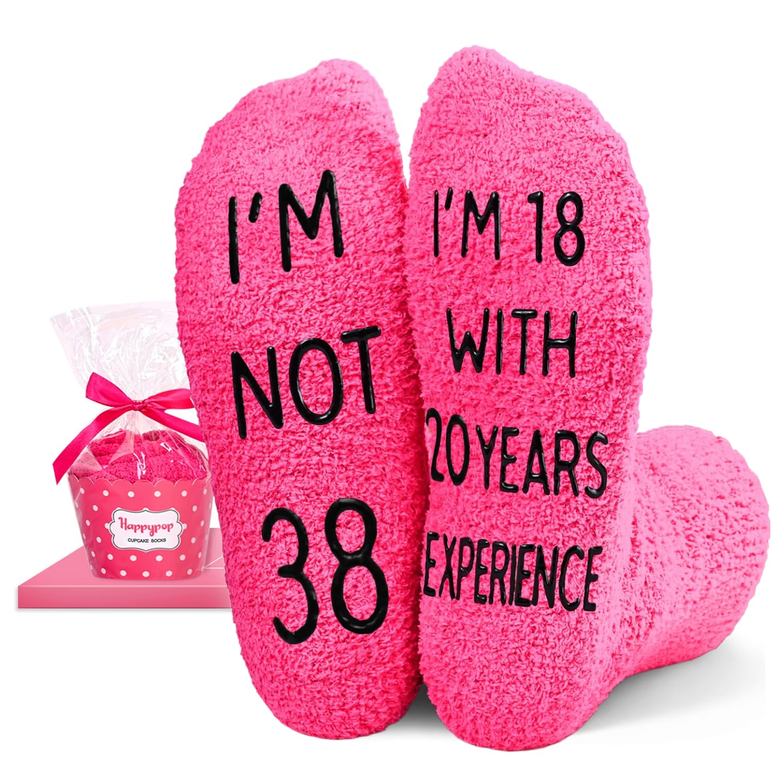 HAPPYPOP Fun Birthday Gifts Women - Fuzzy 30 31 32 33 34 35 36 37 38 39 40 Year Old Socks