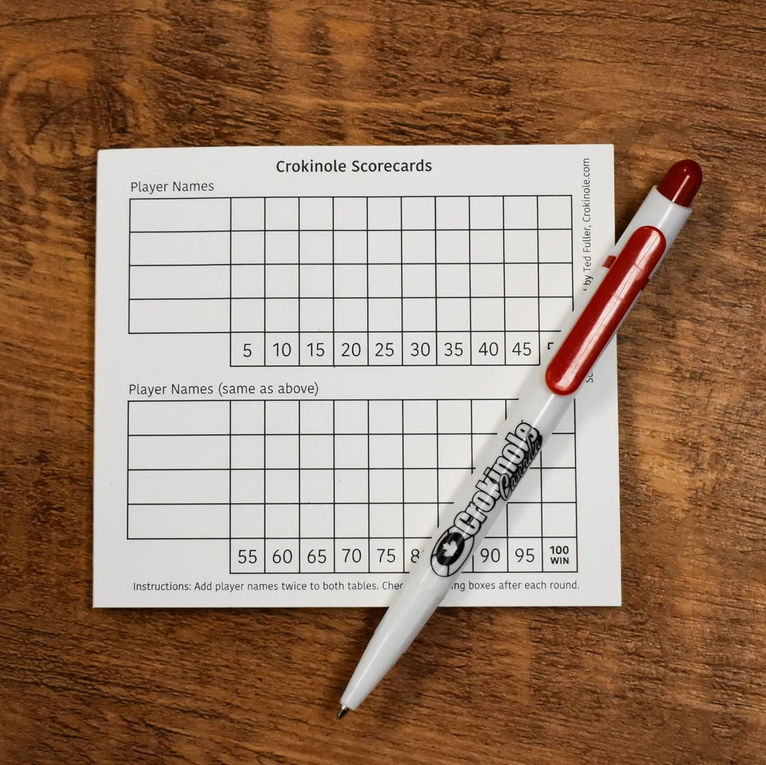 Home Play Crokinole Score Card Pad Pad of 50 Sheets Easy Scoring for Beginners