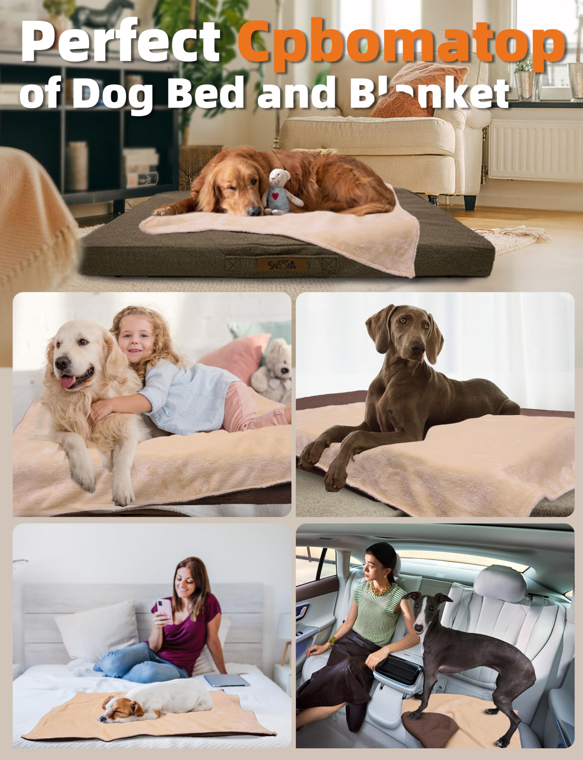 Sytopia Indestructible 42 Inch Orthopedic Waterproof Dog Crate Bed chew Proof for Extra Large Dogs, Removable Washable Cover, Egg Crate Foam Mat, Suitable for Dogs Up to 100 Lbs, Brown - image 8