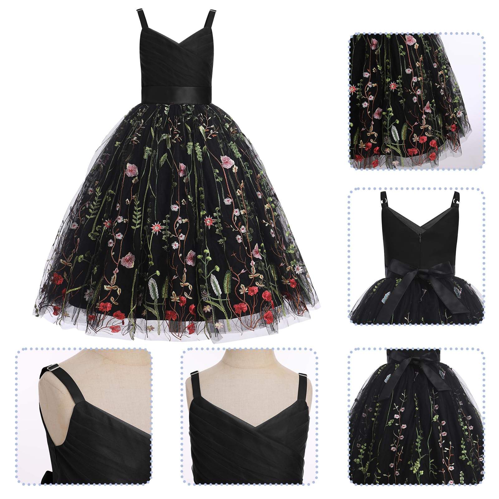 Robe bouffante en velours à paillettes pour fille - Pour mariage, demoiselle d'honneur, concours de beauté, communion