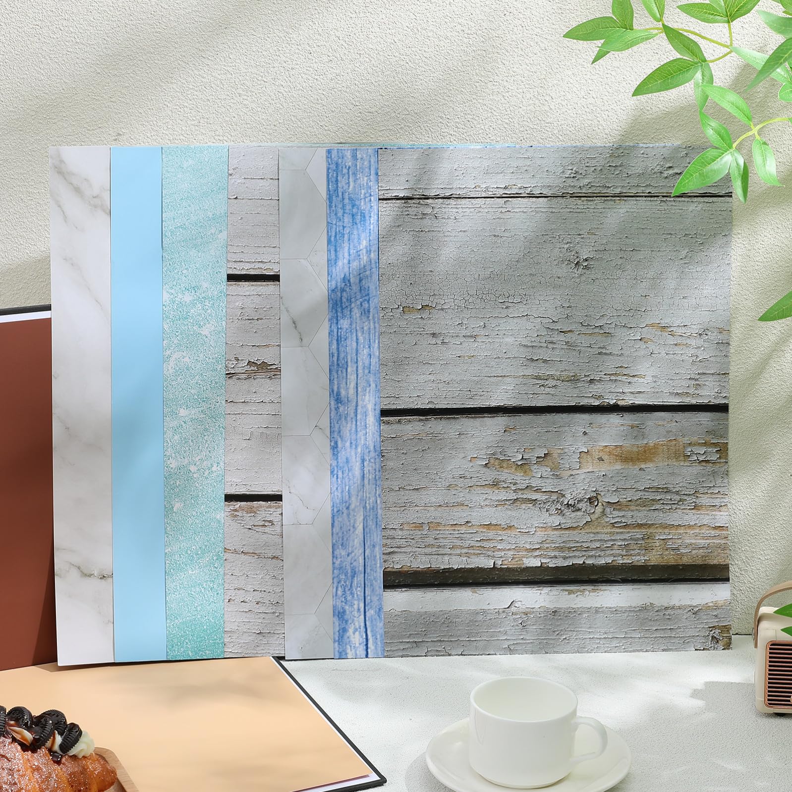 BESTYASH Kit de Escenario para Fotografía de Productos Pequeños con Patrones Dobles, Papel Laminado y Accesorios como Clips y Bolsa, Adecuado para Fotografía en Estudio