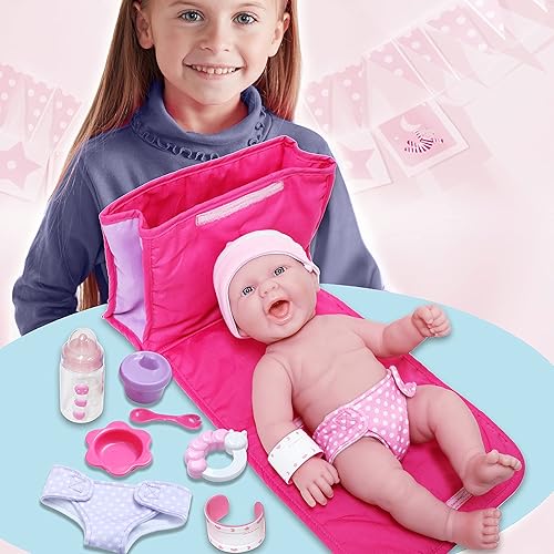 Miniatura 2 de JC Toys - La Newborn  Juego de regalo de 10 piezas de bolsa de pañales de lujo  Feat Muñeca de bebé recién nacido sonriente realista de 13 pulgadas