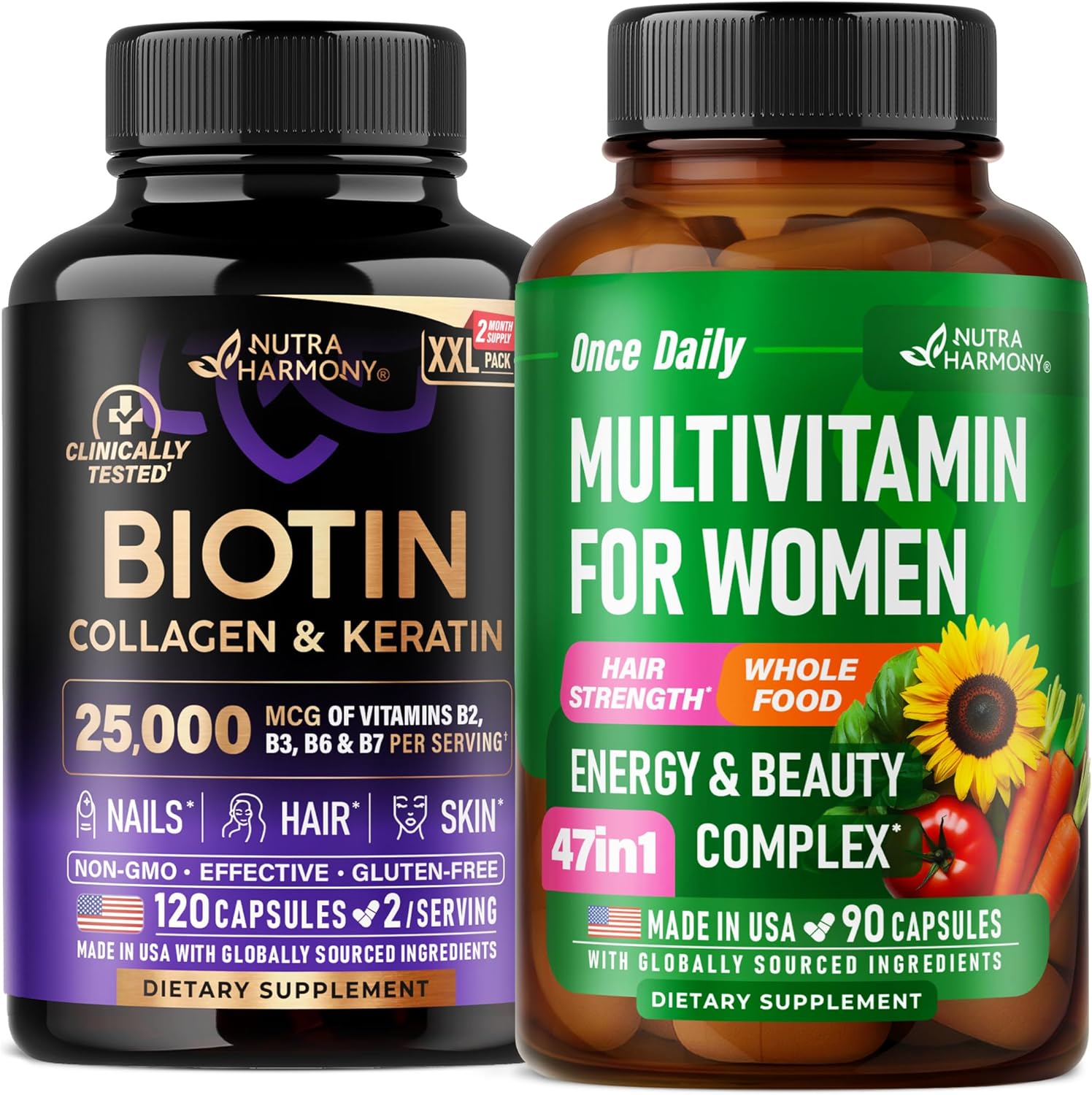 NUTRAHARMONY Biotin, Collagen, Keratin & Multivitamins for Women Capsules