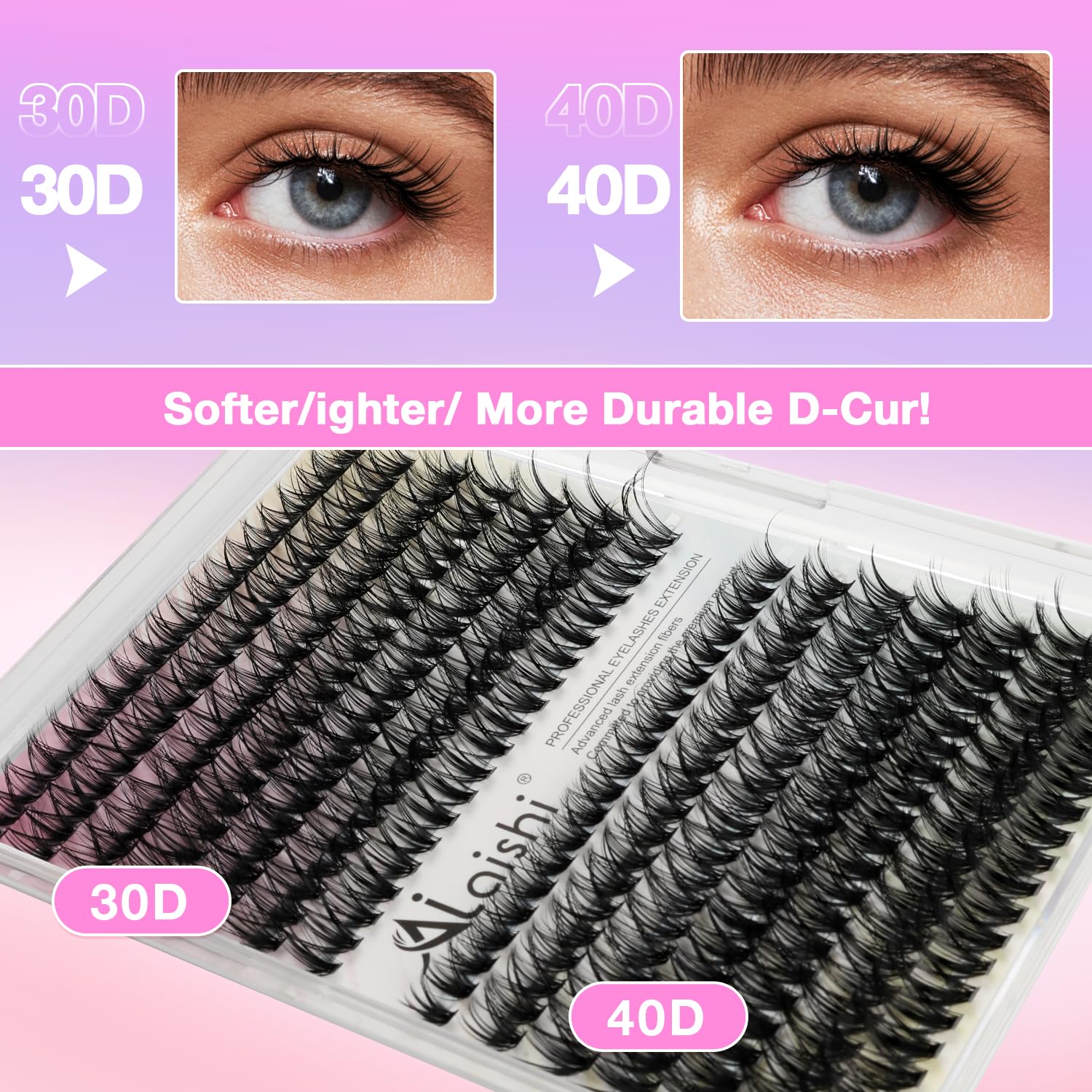 Lash Clusters Kit, DIY Cluster Eyelash Extensions 9‑16mm, 30D+40D - Image 2