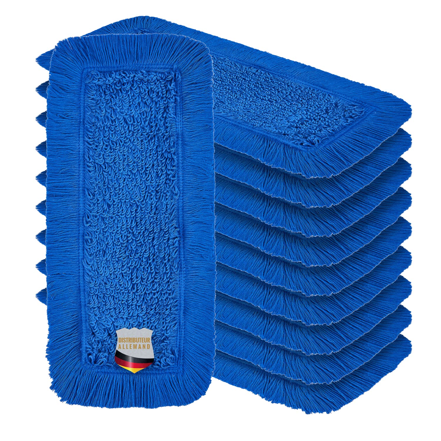 Okaei 10 Stück Wischmopp Bezug (40 cm) - Bodenwischer-Wischbezug zur Trocken- & Nassreinigung - Bodenwischer-Bezug für alle Gängigen Wischmopp-Halter und Pressen - Hochwertiger Wischer-Bezug Blau
