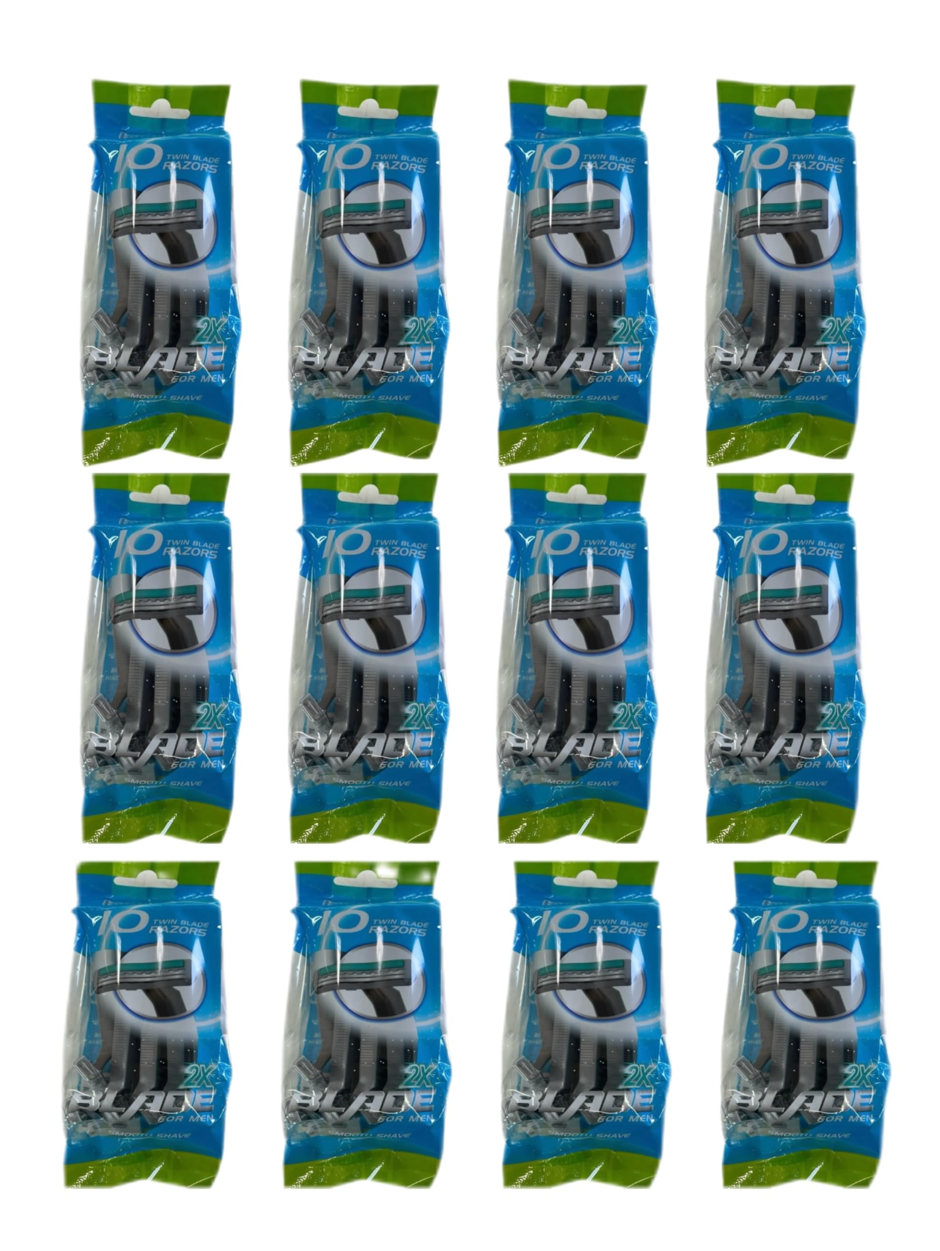 120 Pcs Disposable Razors Bulk, Twin Blade, Stainless Steel, Safety Cap Wrapped