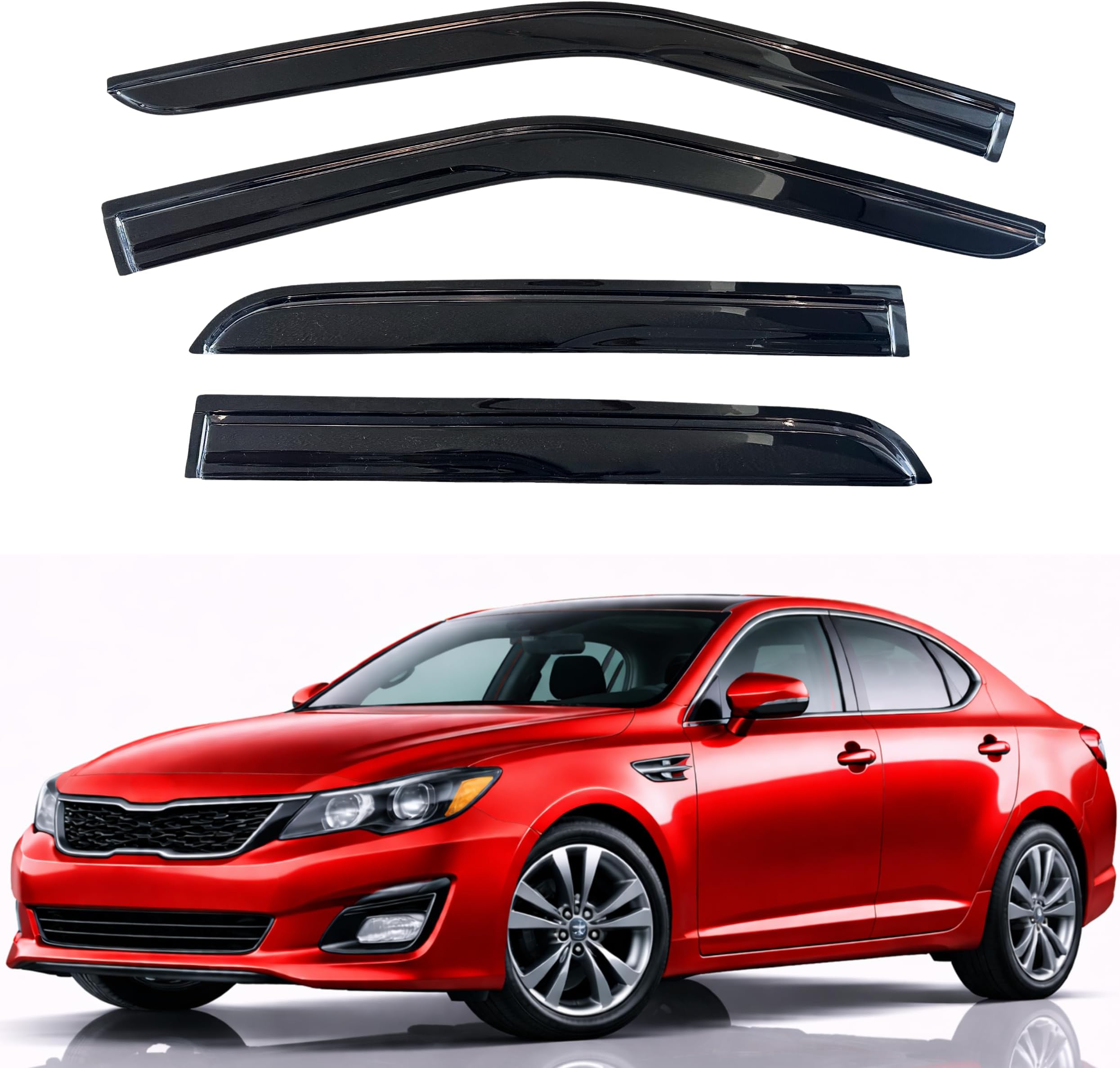 KPY Rain Guards Fit for 2011-2015 Kia Optima, Out-Channel Window Visors Vent Wind Deflectors 4PC, Car Accessories for 11-15 Optima