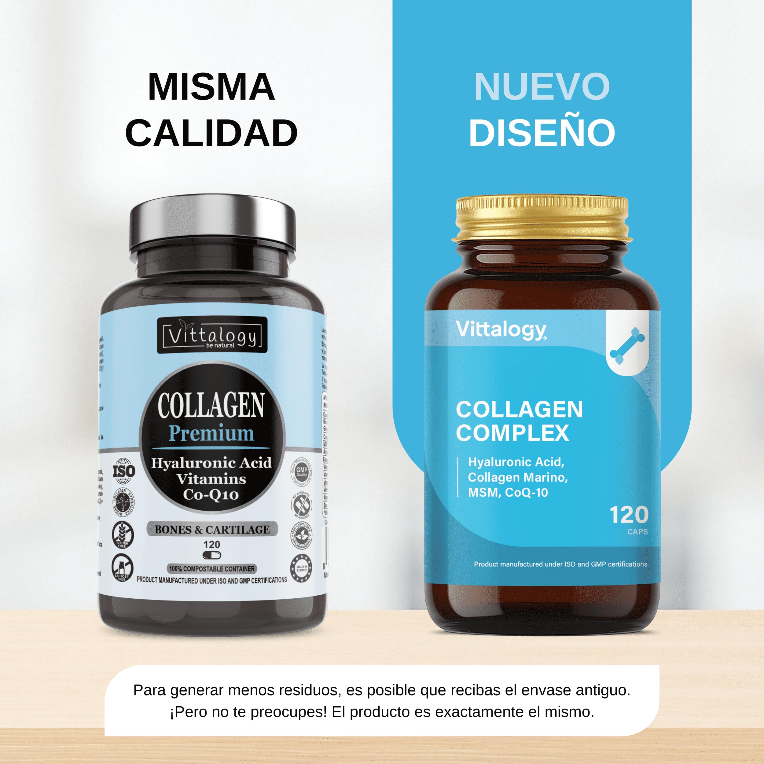 Collagen Complex Suplemento Natural de Colágeno Hidrolizado Marino con Ácido Hialurónico, Magnesio, Coenzima Q10 y Vitaminas A, B12, C y D. Colágeno para Articulaciones y Piel. 360 Cápsulas