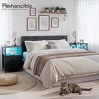 Vista 2 de AMHANCIBLE Nightstand with Fast Charging Station, End Table Living Room with USB Charger, Power Outlet, Bed Side Table with Fabric Drawers for