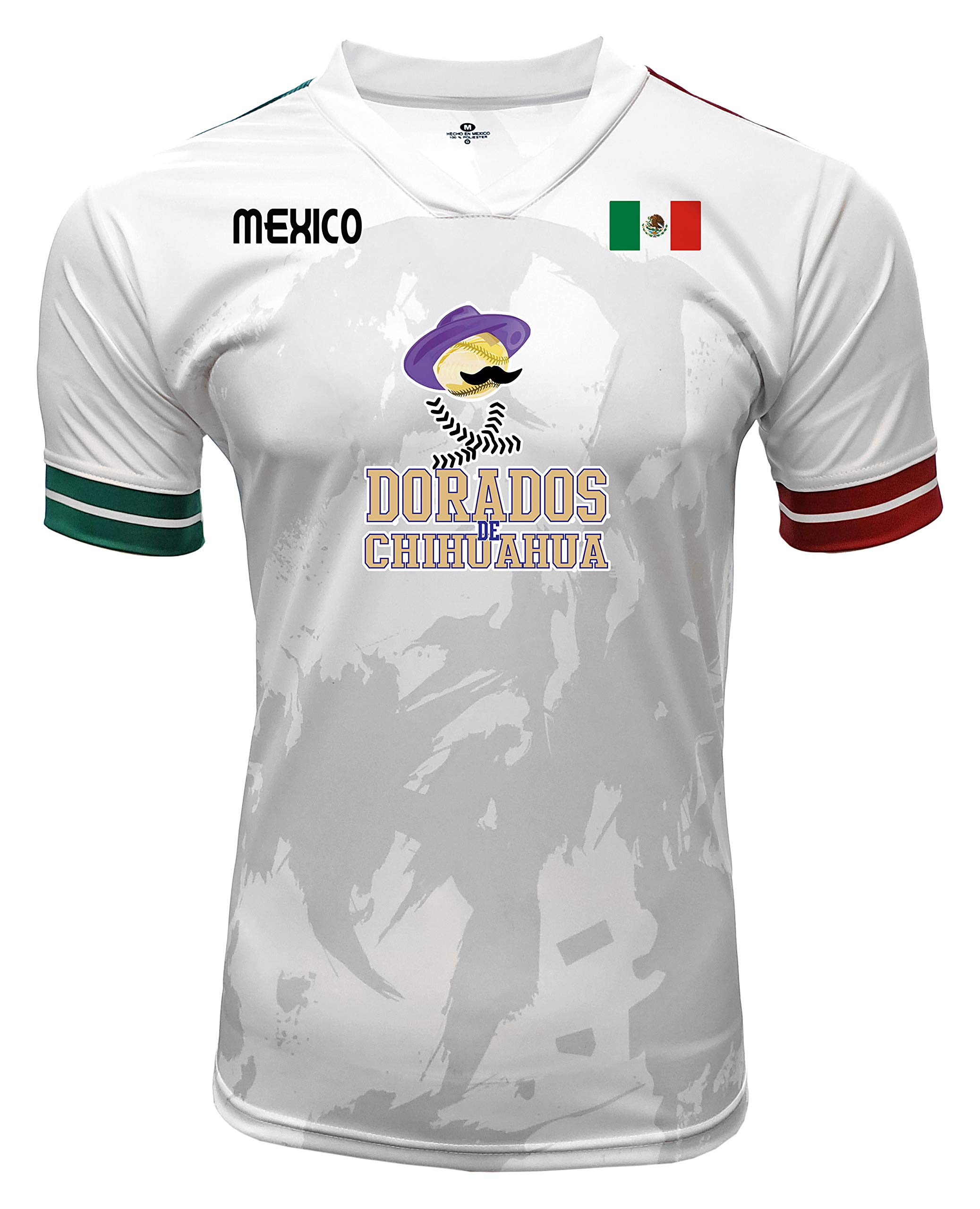 ARZA Jersey Dorados de Chihuahua DTF Logo Design Mexico White Short Sleeve for Men (US, Alpha, X-Large, Regular, Regular, White)