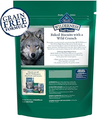 Miniatura 2 de Blue Buffalo Wilderness Trail Treats - Galletas crujientes para perros con alto contenido en proteínas sin granos, receta de pato, caja de 36 onzas
