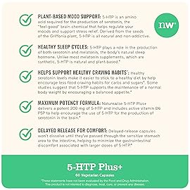 NatureWise 5-HTP 200mg Supplement from Griffonia Seeds with Cofactor Vitamin B6 - Mood Support and Natural Sleep Aid for Adults - Delayed-Release, Vegan - 60 Count[2-Month Supply]