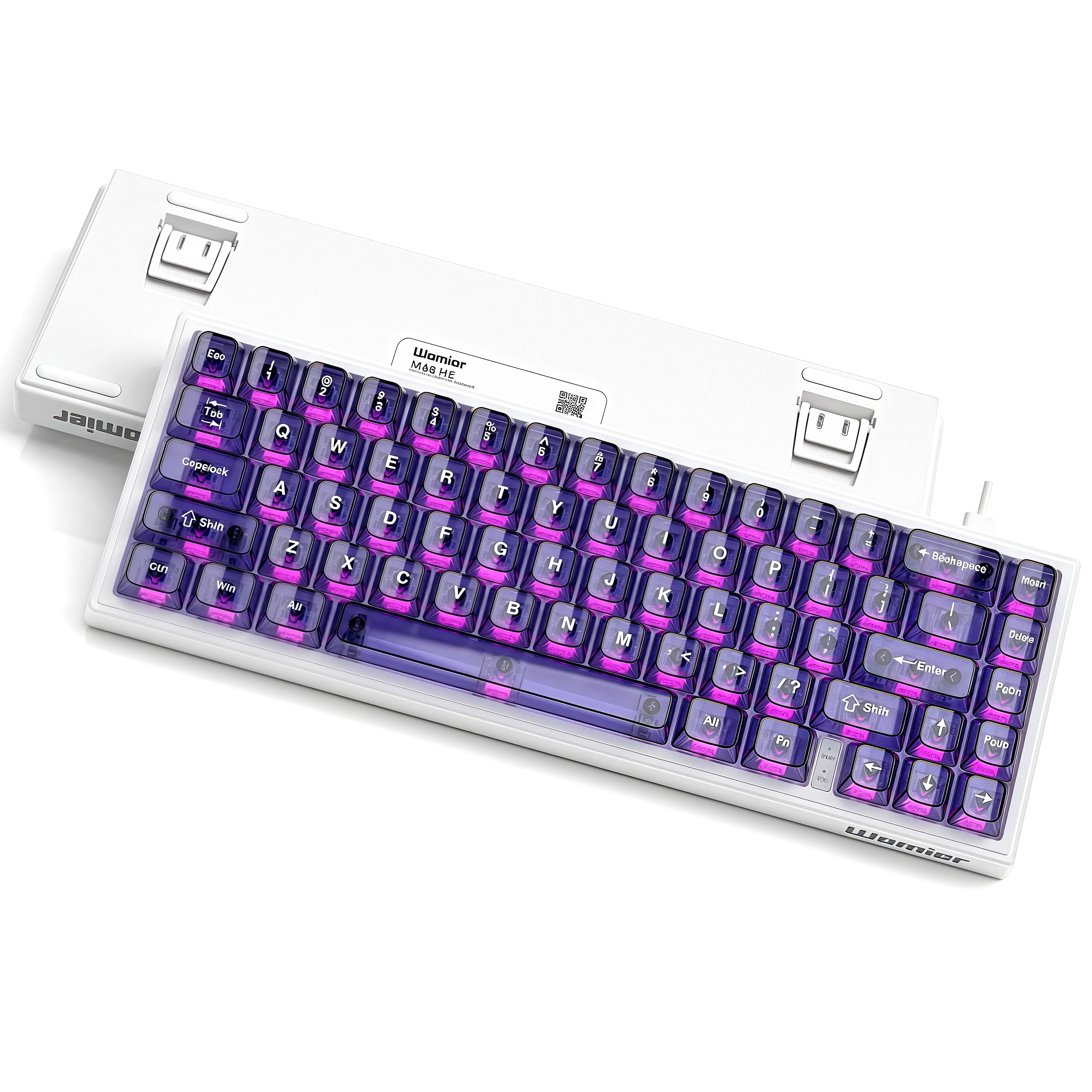 dagaladoo M68 HE V2 60% Wired Gaming Magnetic Keyboard with Adjustable Actuation,Hall Effect Gaming Keyboard Rapid Trigger,RGB HotSwap Custom Mechanical Keyboard,Purple Jelly keycaps trasparent