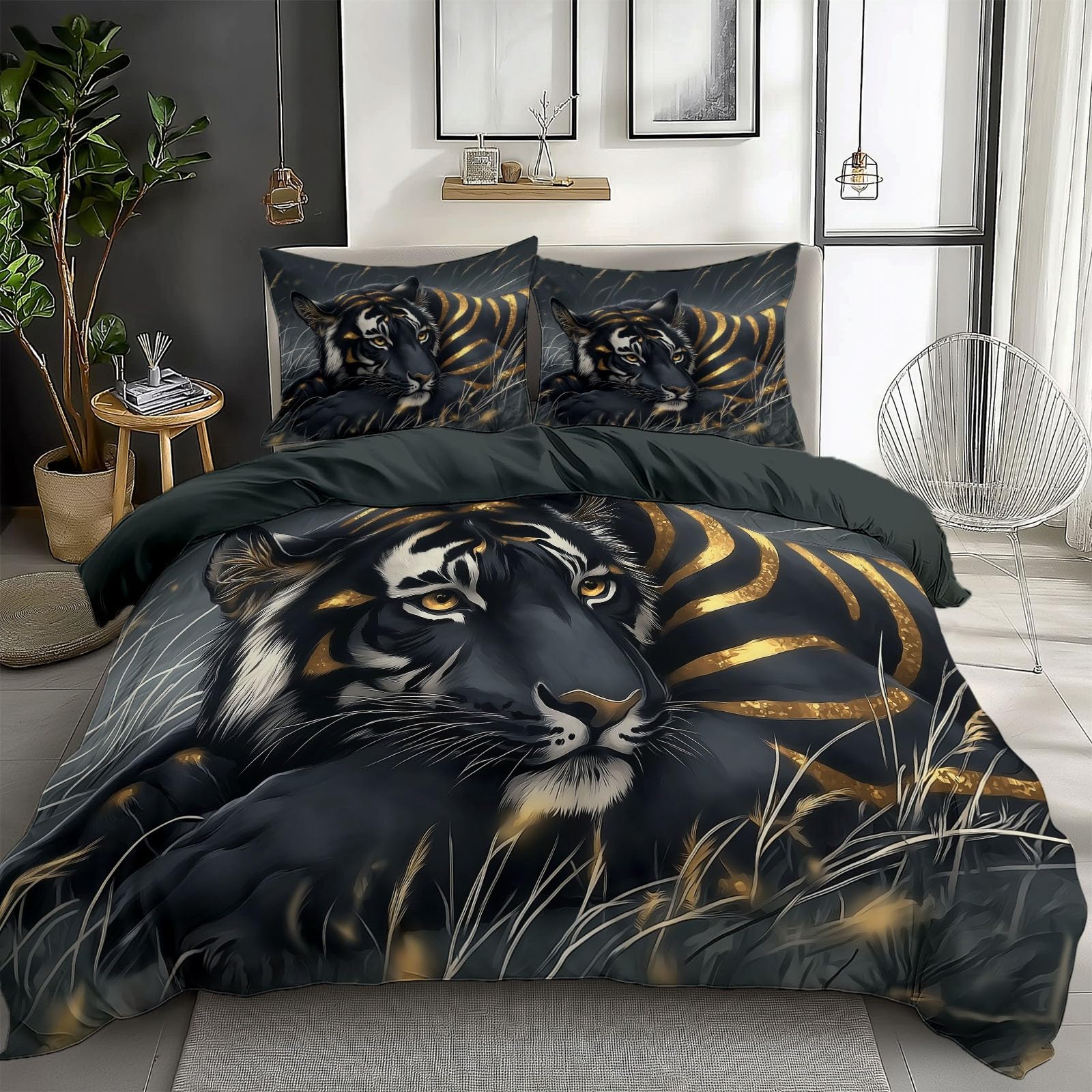 Housse de Couette Tigre 3D pour une Décoration de Chambre d'Hiver Chaleureuse