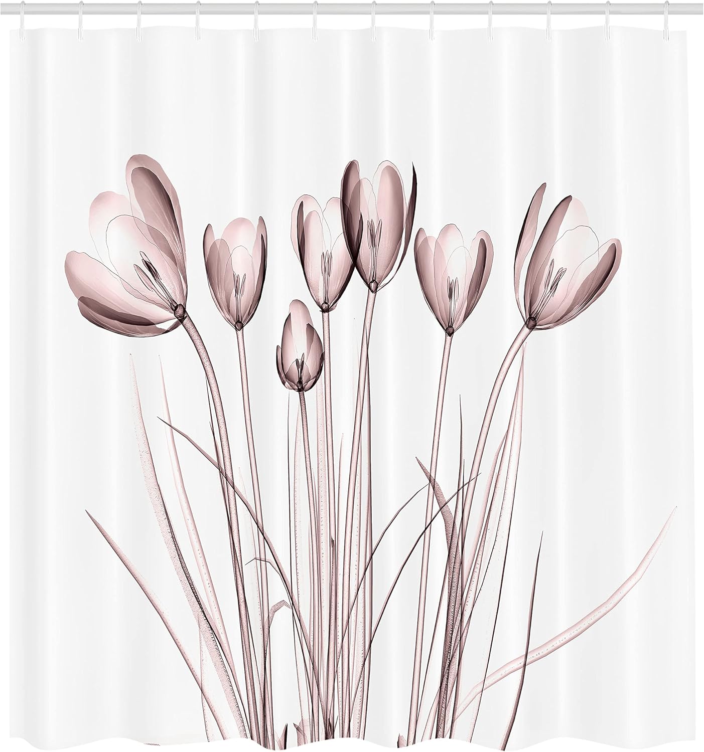 Ambesonne Flower Shower Curtain, X-ray Image of Tulips Solarized Effect Nature Inspired Illustration, Cloth Fabric Bathroom Decor Set with Hooks, 69" W x 70" L, Mauve Taupe