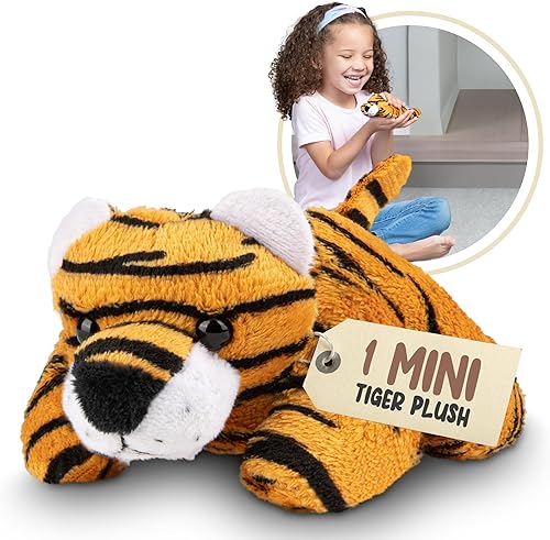 Forest & Twelfth Tigre de peluche de 4 pulgadas, mini juguete de peluche individual para niños, recuerdos de fiesta de la selva y bolsas de regalos,