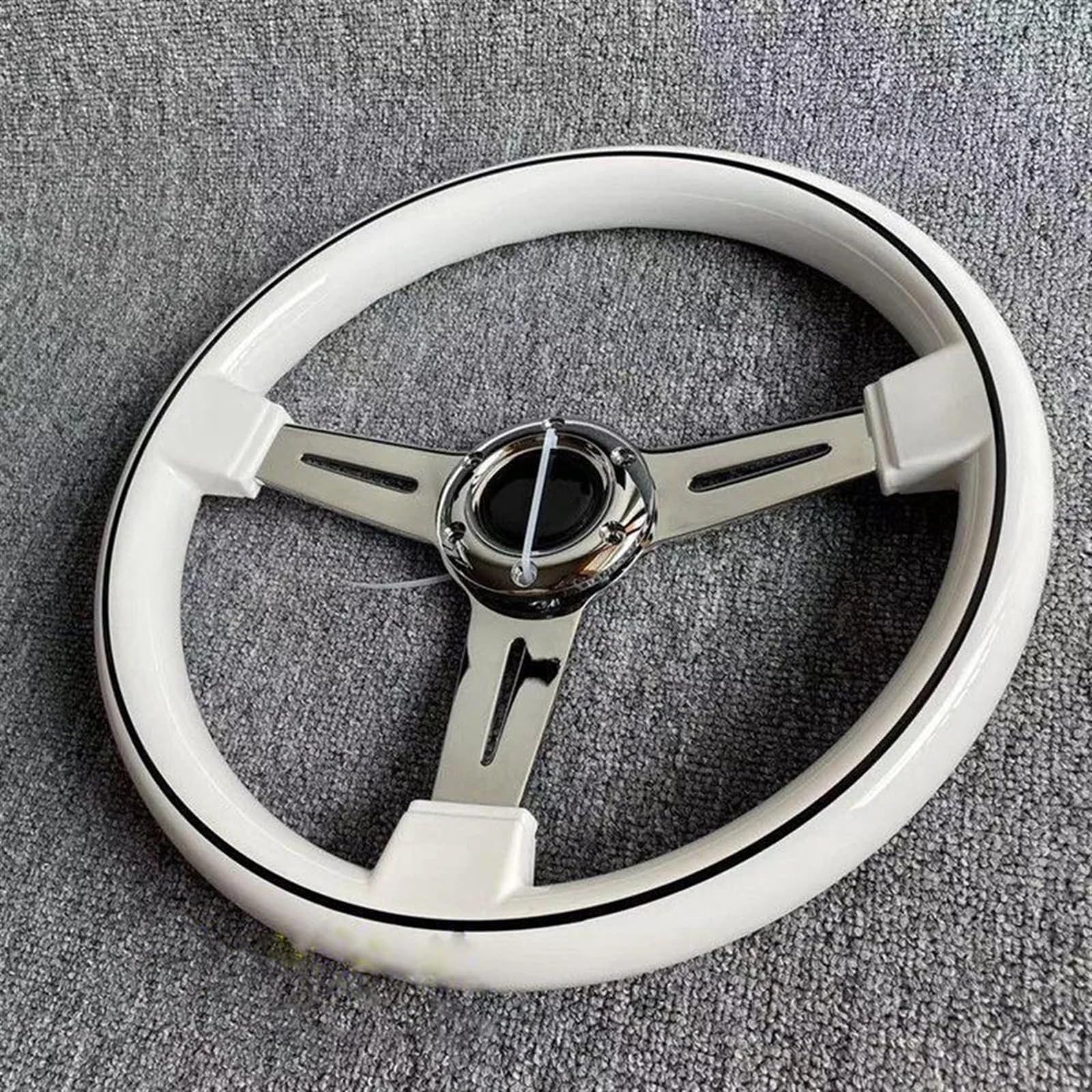 Volanti Auto Volante galvanico for modifica automobilistica da corsa universale concavo nero 14 pollici in ABS bianco(Plane)