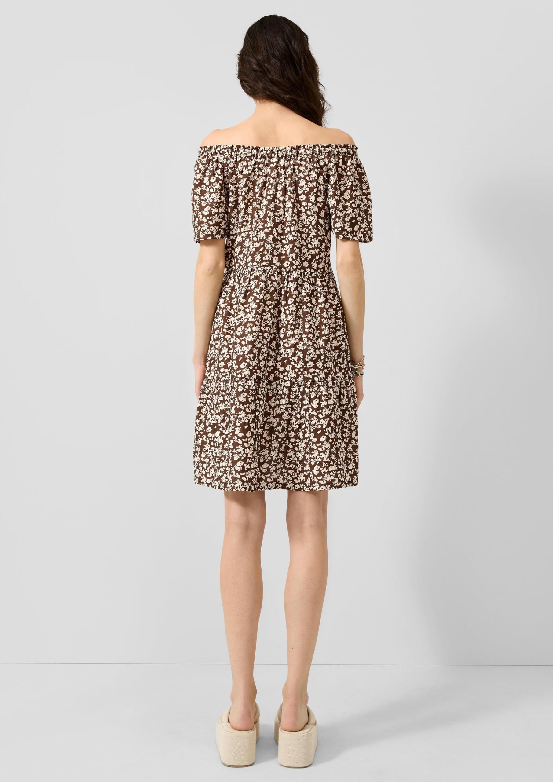 QS Viskosemix-Kleid mit Carmenausschnitt