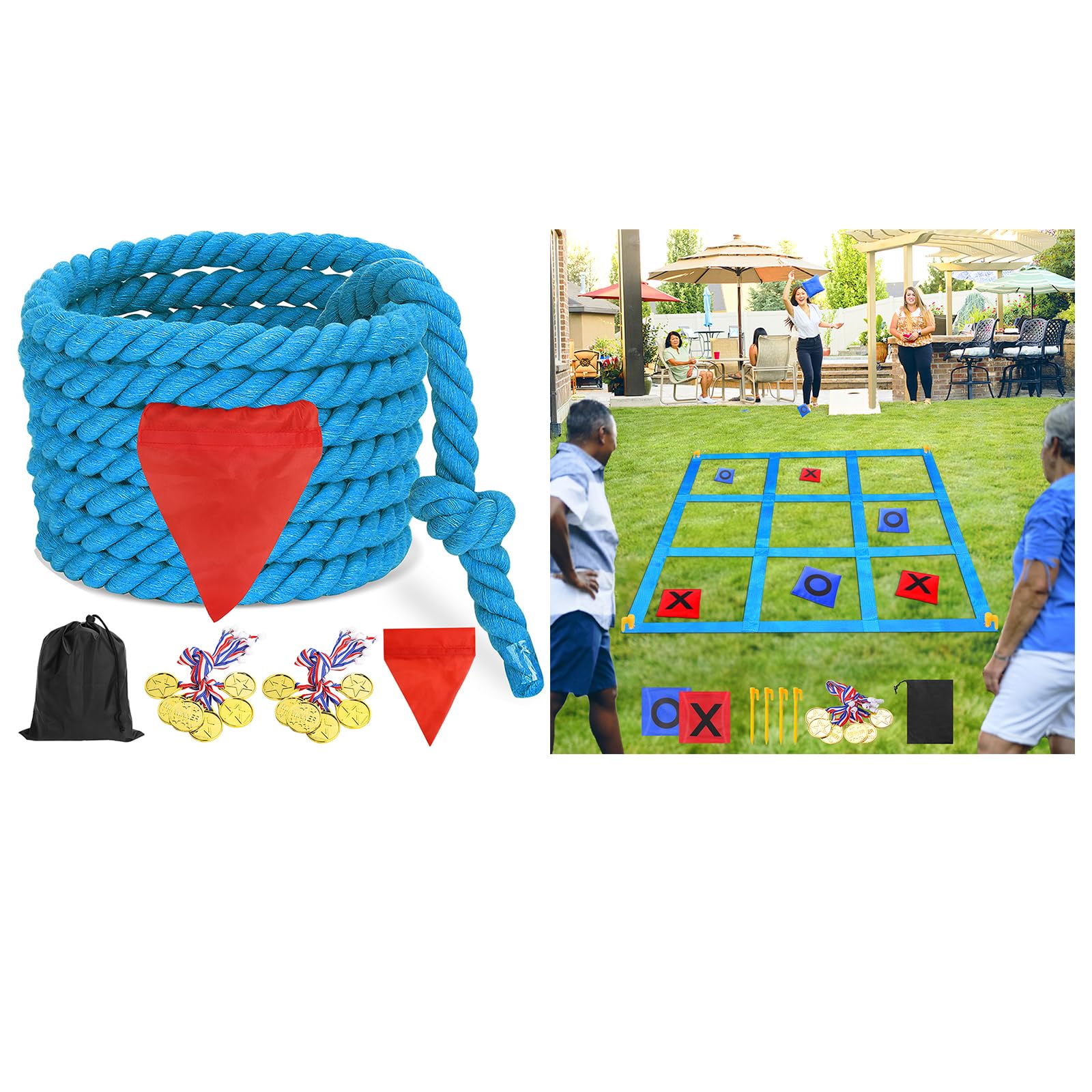 Juego Gigante De Pascua 2 En 1 De 1,4 M – Tic Tac Toe Y Lanzamiento De Sacos Al Aire Libre, Incluye Alfombrilla, 12 Sacos Y Medallas