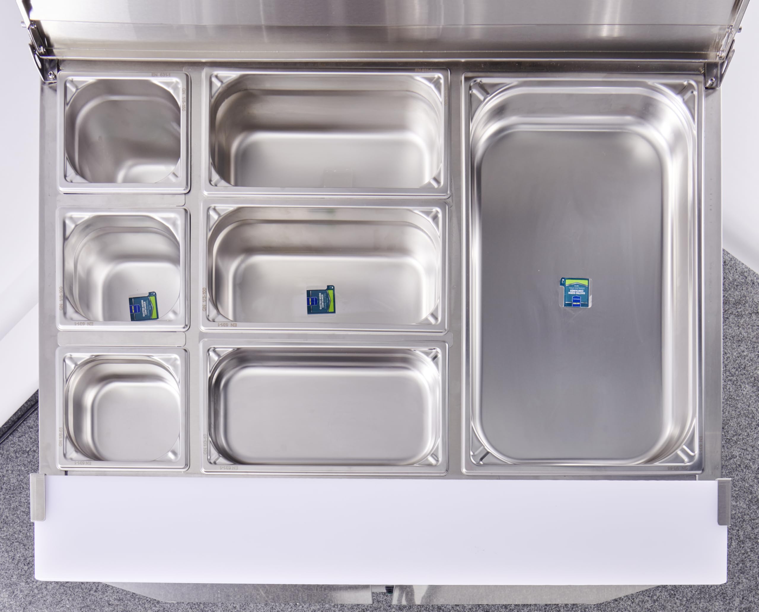 METRO Professional Mesa refrigerada Saladette GSA3600 con superficie deslizante y cajones frigoríficos, 239 L, mesa frigorífica para hosteleria