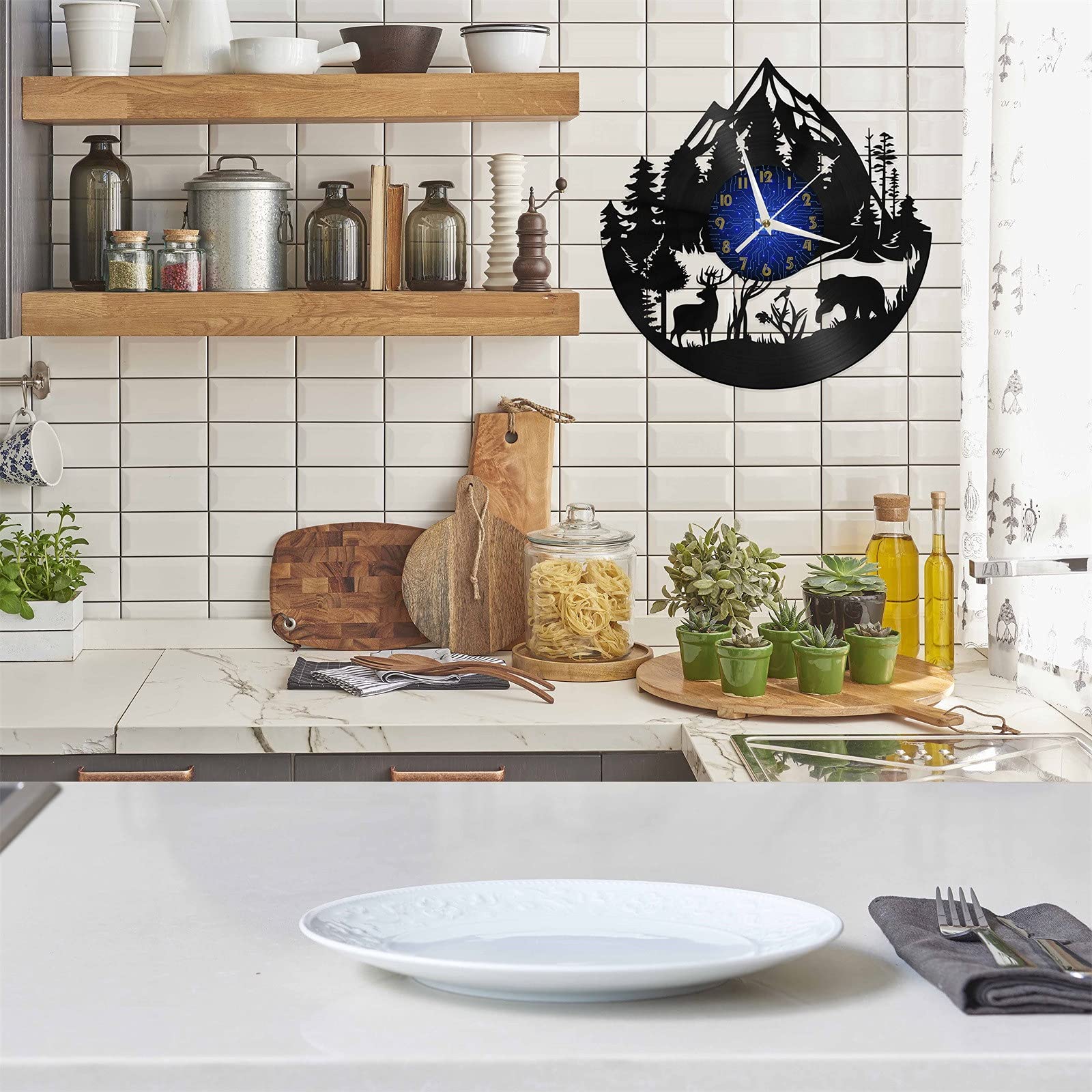 Smotly Horloge murale en vinyle Motif tête de cheval vintage pour décoration murale Smotly Horloge murale en vinyle Motif tête de cheval vintage pour décoration murale