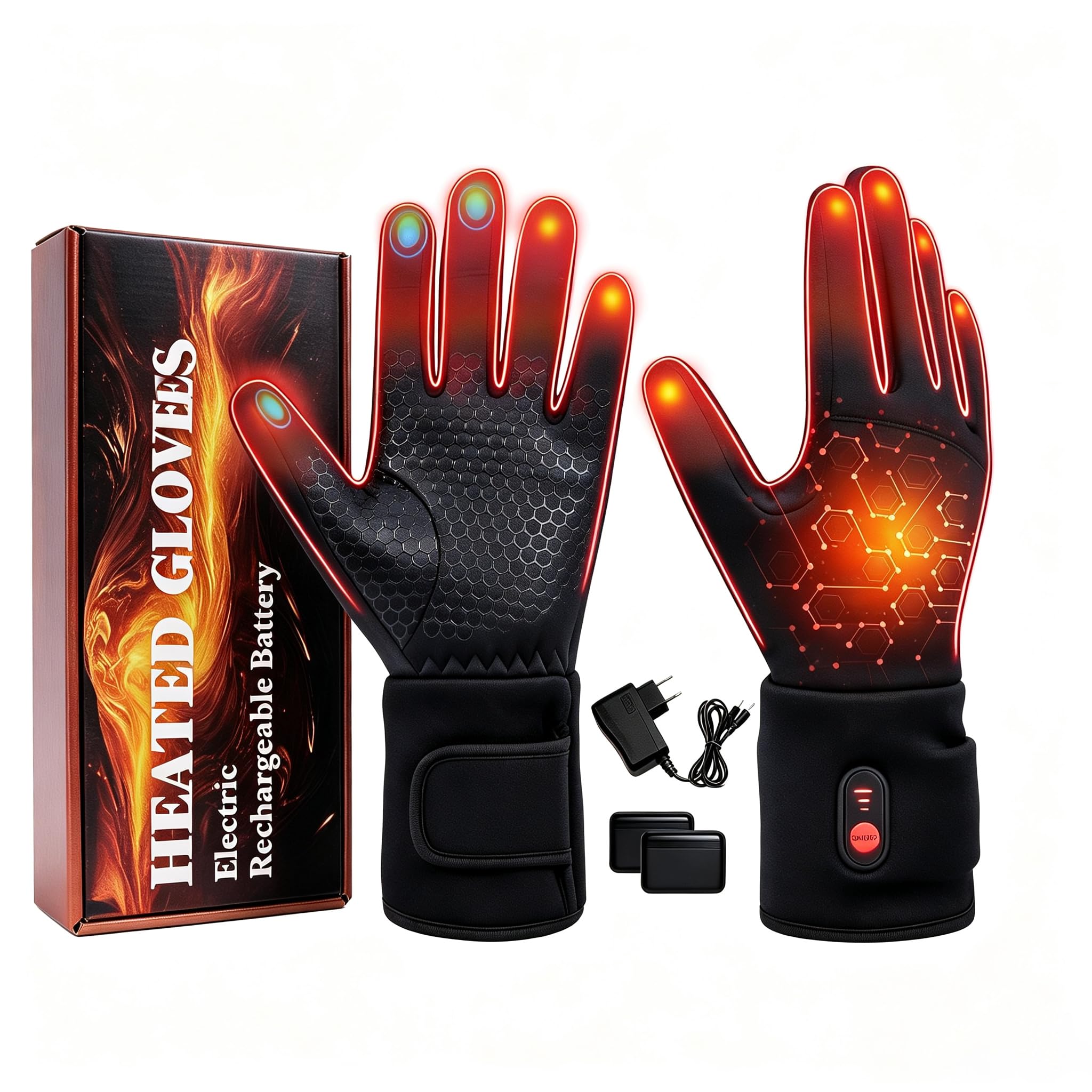 VanSmaGo Thin Rechargeable Heated Gloves Liners for Men Women,XL/XXL